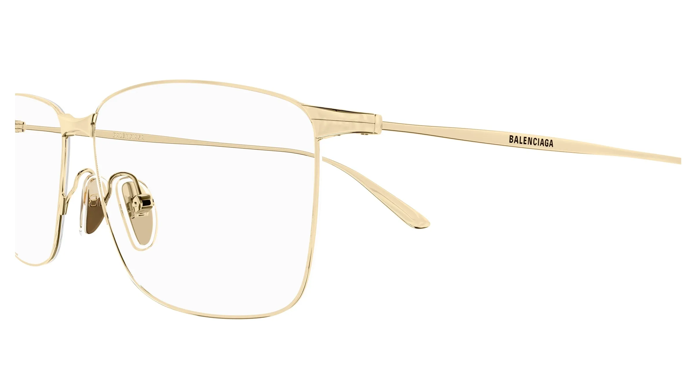 Balenciaga BB0415O 003 Montature da vista Acetato Oro Trasparente Squadrata - immagine 3