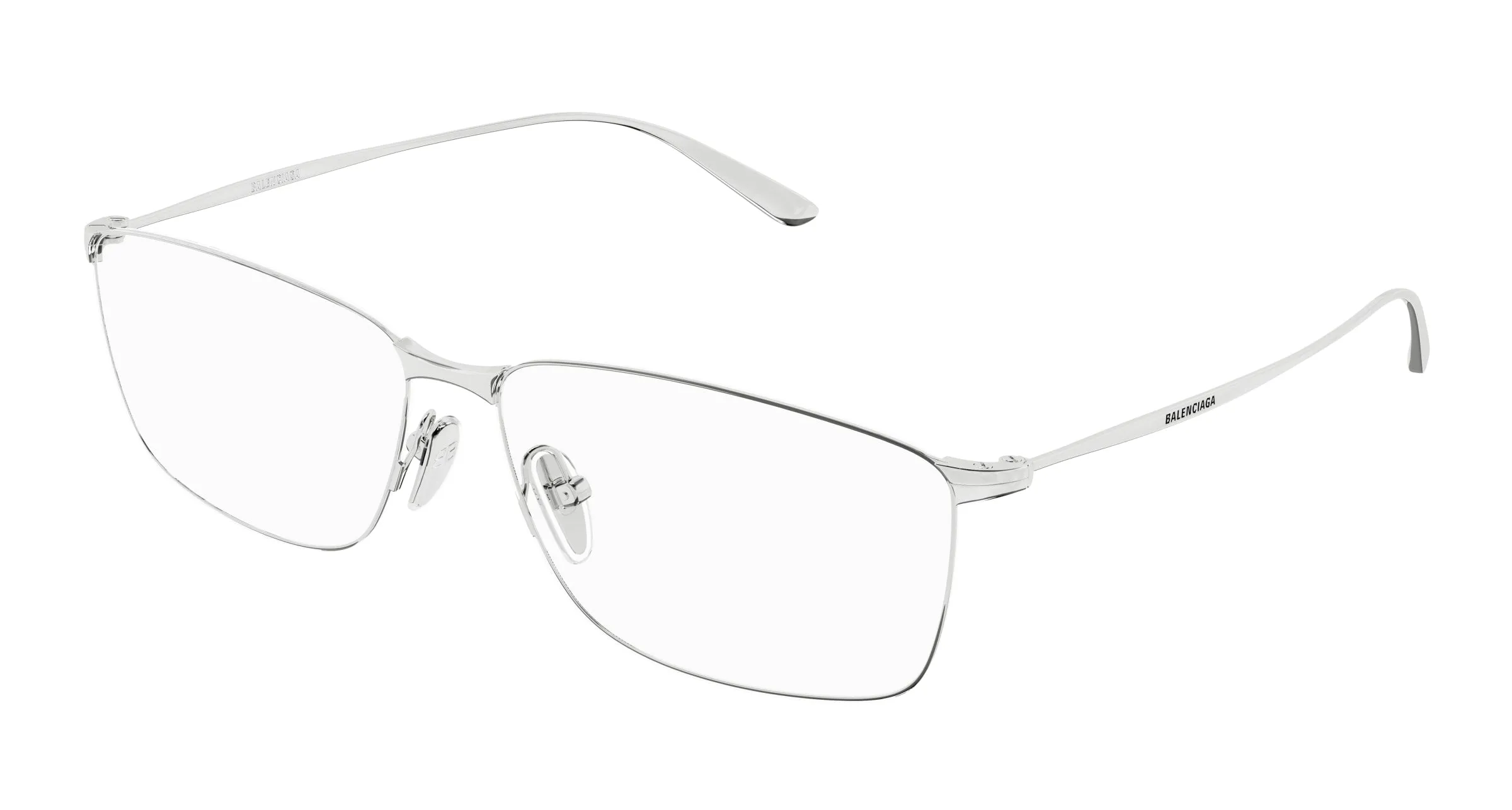 Balenciaga BB0415O 002 Montature da vista Acetato Argento Trasparente Squadrata - immagine 1