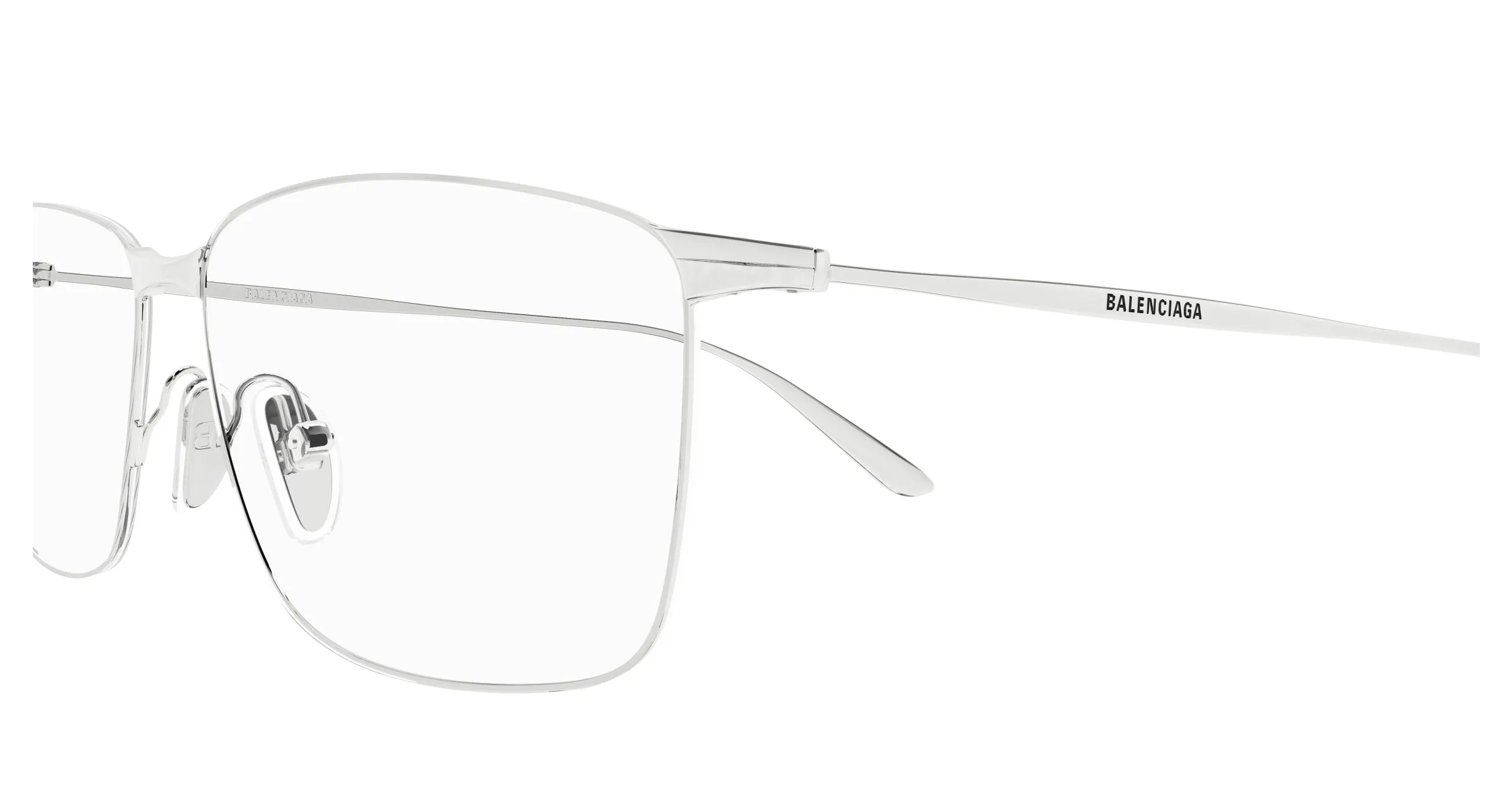 Balenciaga BB0415O 002 Montature da vista Acetato Argento Trasparente Squadrata - immagine 3