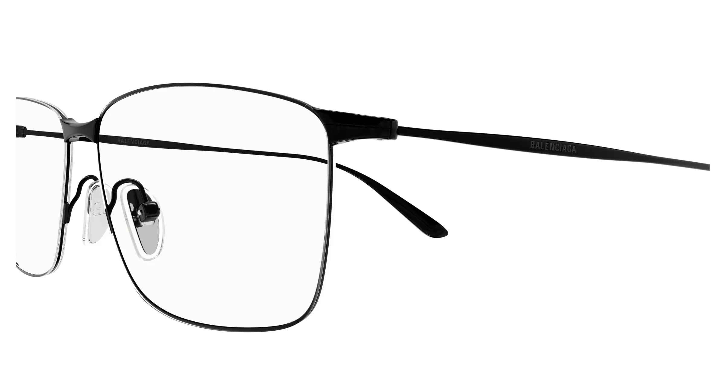 Balenciaga BB0415O 001 Montature da vista Acetato Nero Trasparente Squadrata - immagine 3
