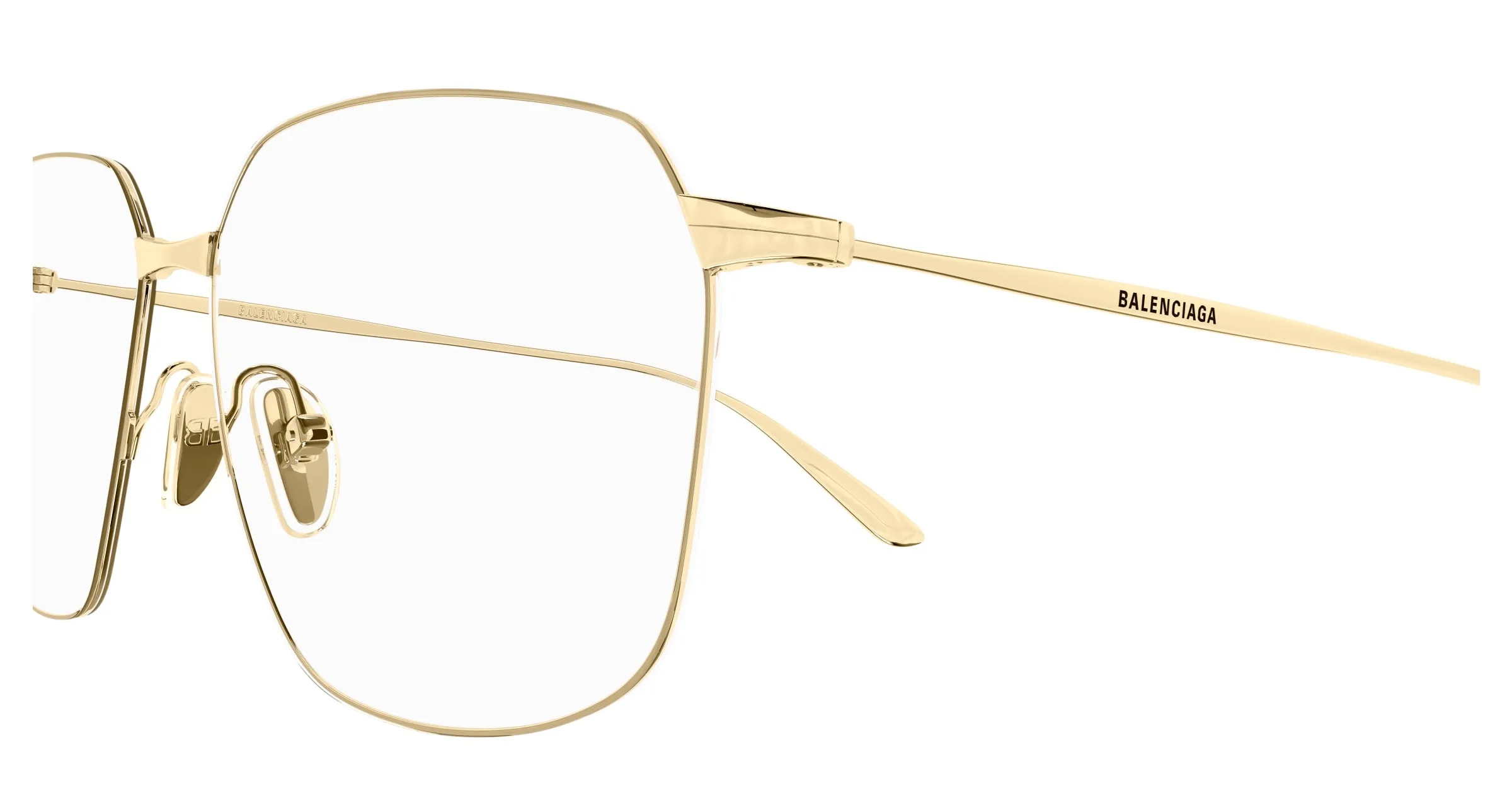 Balenciaga BB0414O 004 Montature da vista Acetato Oro Trasparente Squadrata - immagine 3
