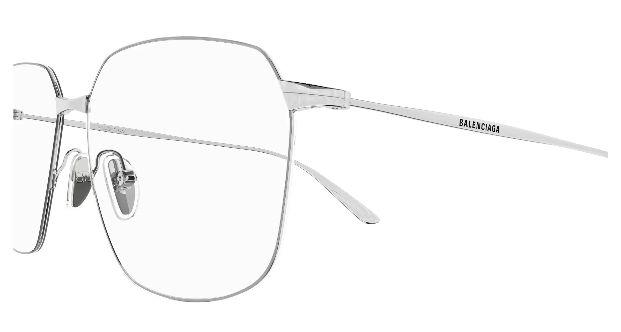 Balenciaga BB0414O 002 Montature da vista Acetato Argento Trasparente Squadrata - immagine 3