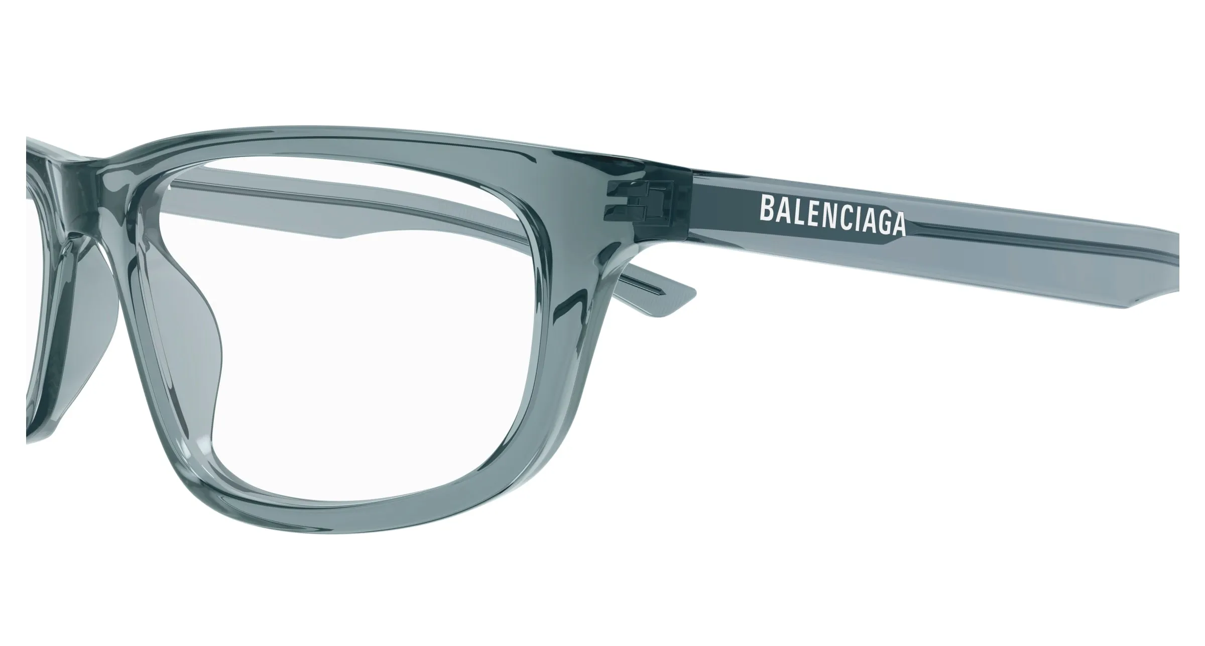 Balenciaga BB0407O 004 Montature da vista Acetato Verde Trasparente Squadrata - immagine 3