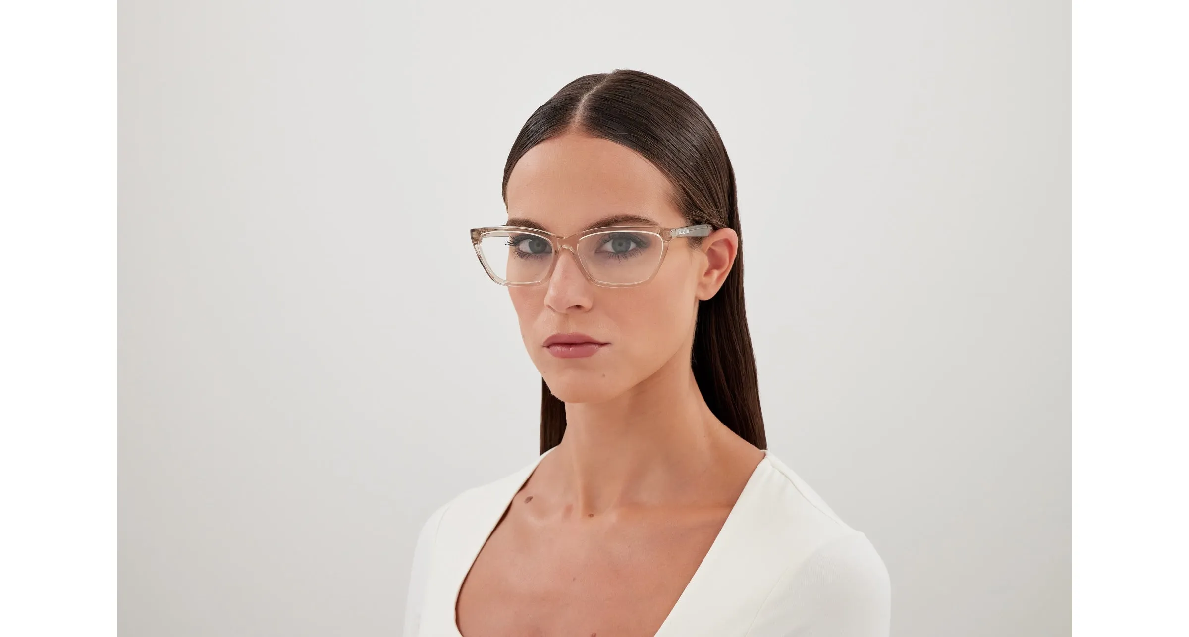 Balenciaga BB0406O 004 Montature da vista Acetato Beige Trasparente Cat Eye - immagine 4