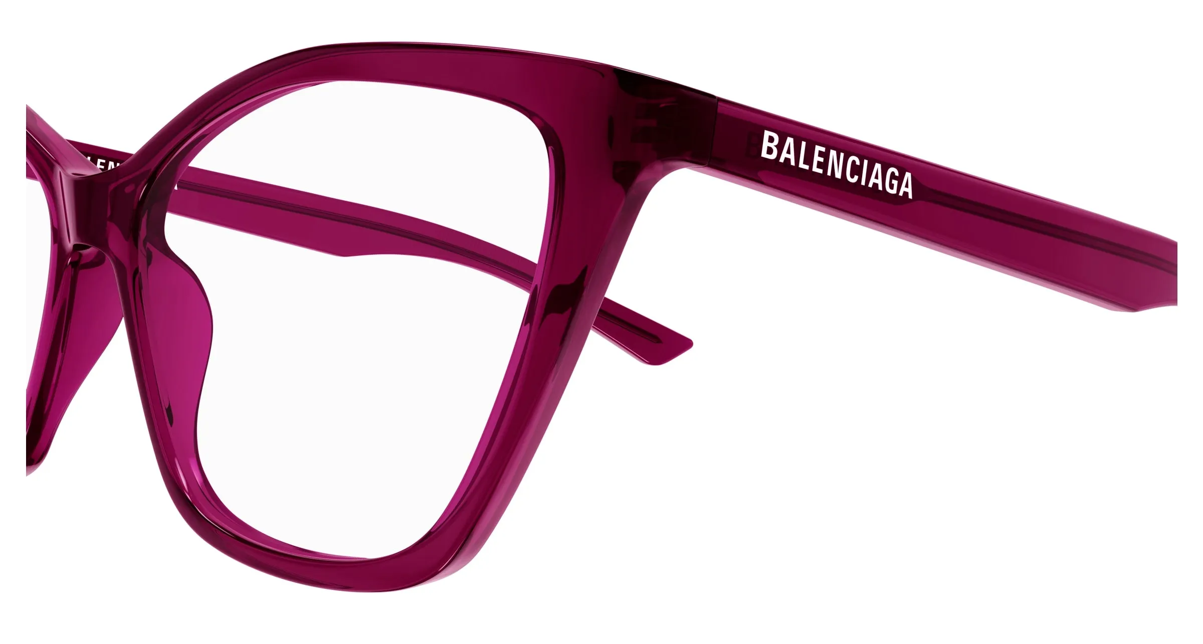 Balenciaga BB0405O 004 Montature da vista Acetato Bordeaux Trasparente Farfalla - immagine 3