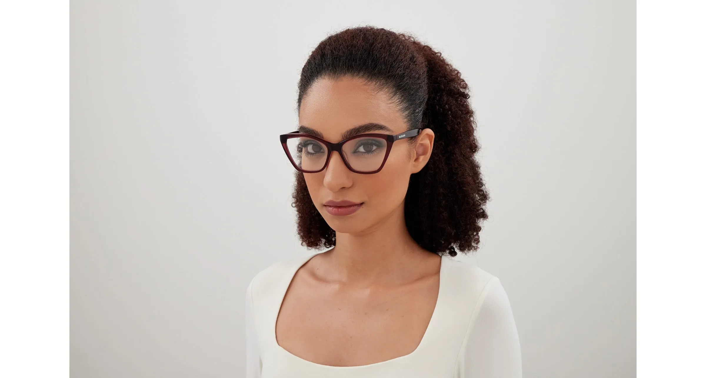 Balenciaga BB0405O 004 Montature da vista Acetato Bordeaux Trasparente Farfalla - immagine 4
