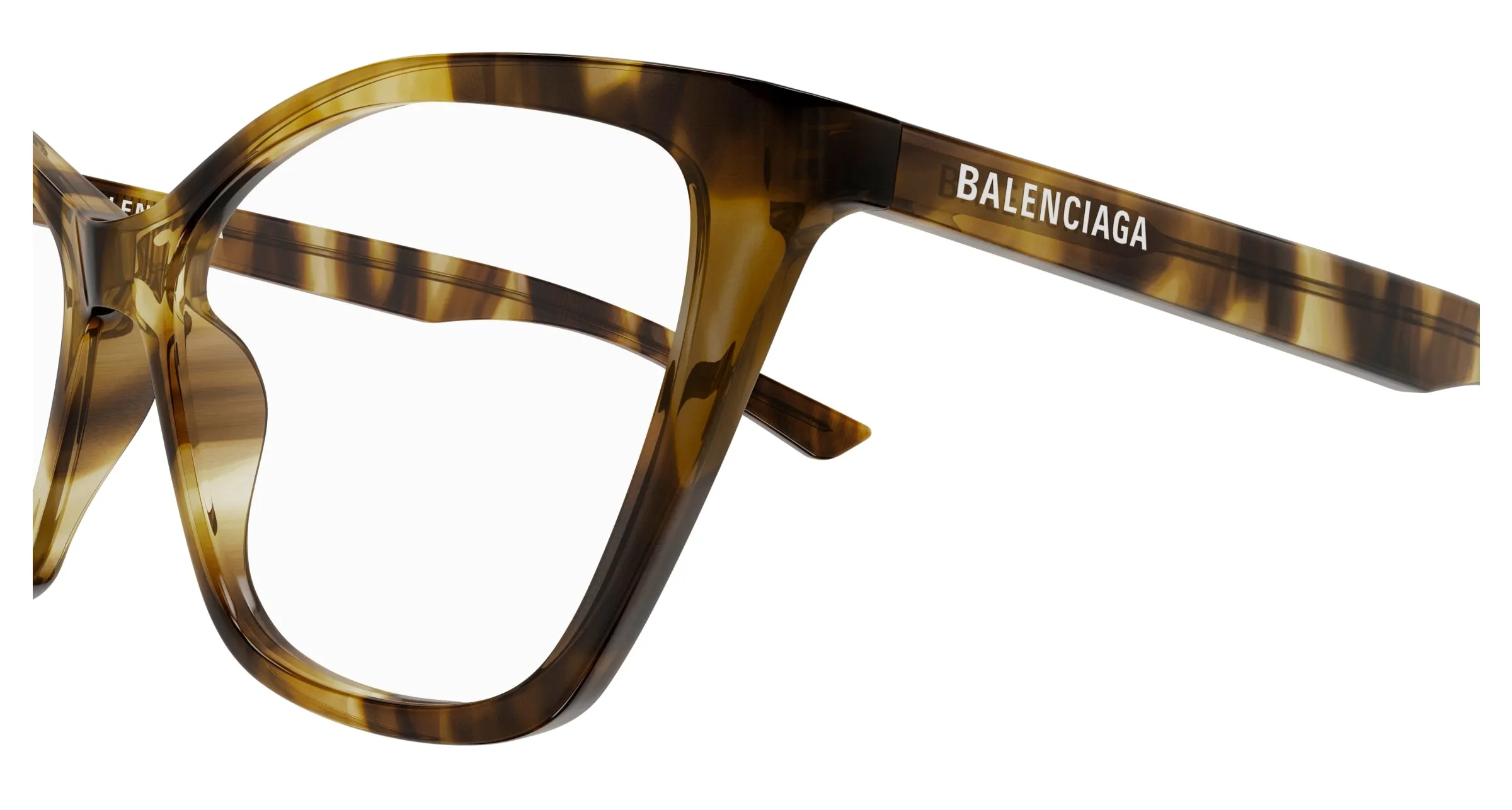 Balenciaga BB0405O 003 Montature da vista Acetato Havana Trasparente Farfalla - immagine 3