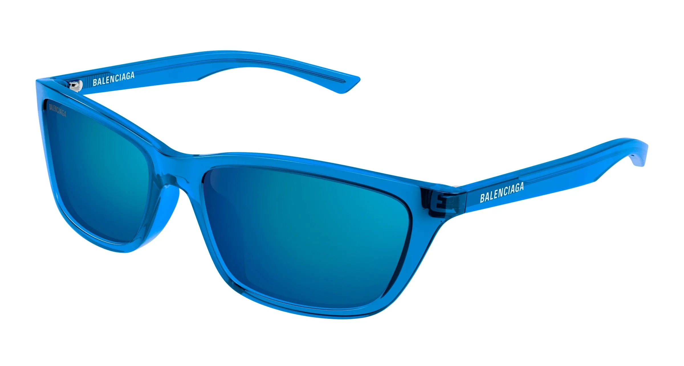 Balenciaga BB0403SK 004 Occhiali da sole Acetato Blu Blu Squadrata - immagine 1