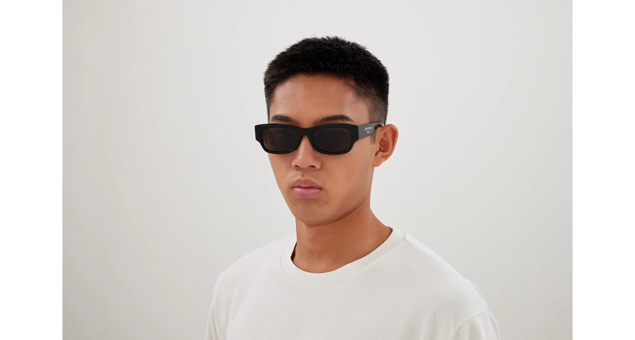 Balenciaga BB0390SK 001 Occhiali da sole Acetato Nero Grigio Squadrata - immagine 4