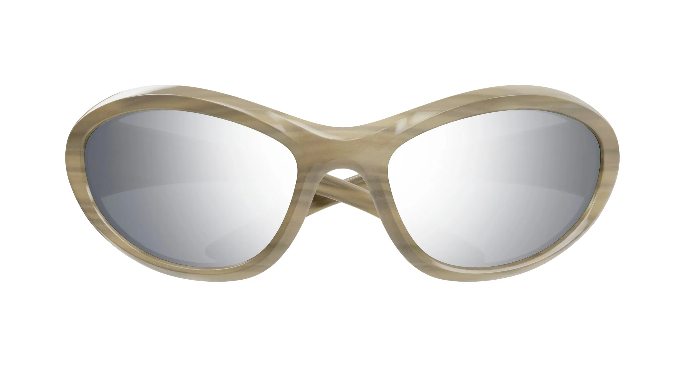 Balenciaga BB0384SA 004 Occhiali da sole Acetato Avorio Argento Cat Eye - immagine 2