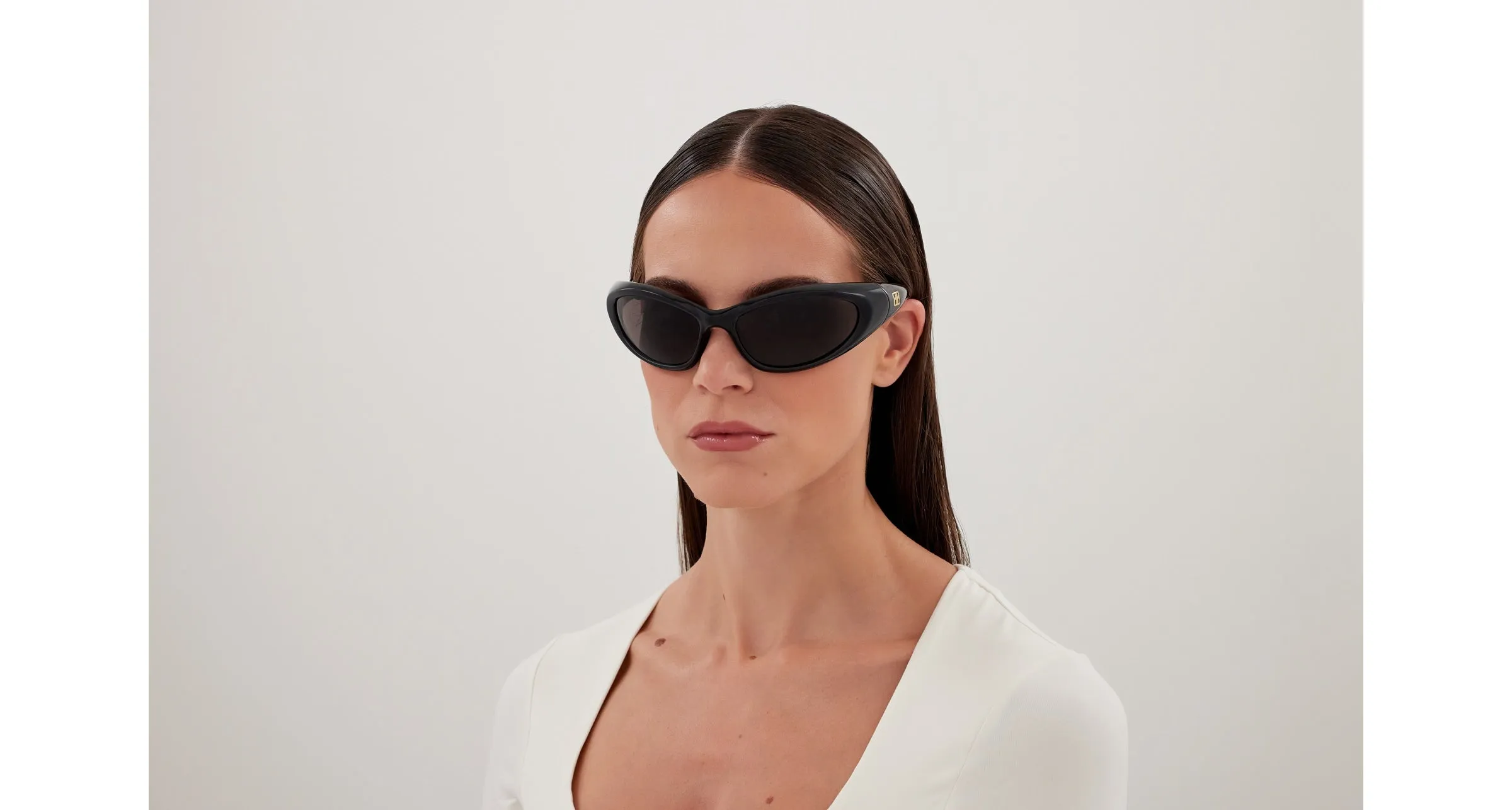 Balenciaga BB0384S 001 Occhiali da sole Acetato Nero Grigio Cat Eye - immagine 4