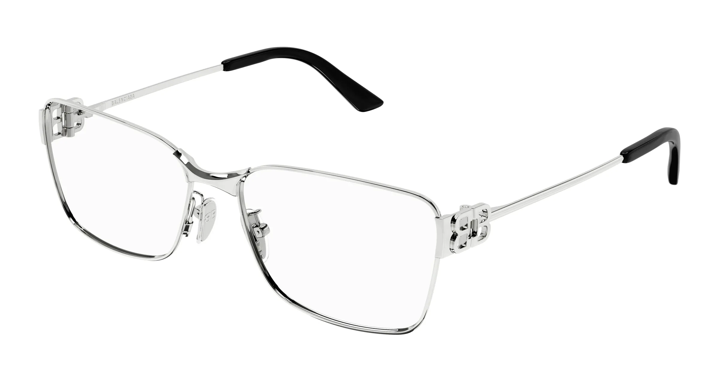 Balenciaga BB0375OA 003 Montature da vista Acetato Argento Trasparente Squadrata - immagine 1