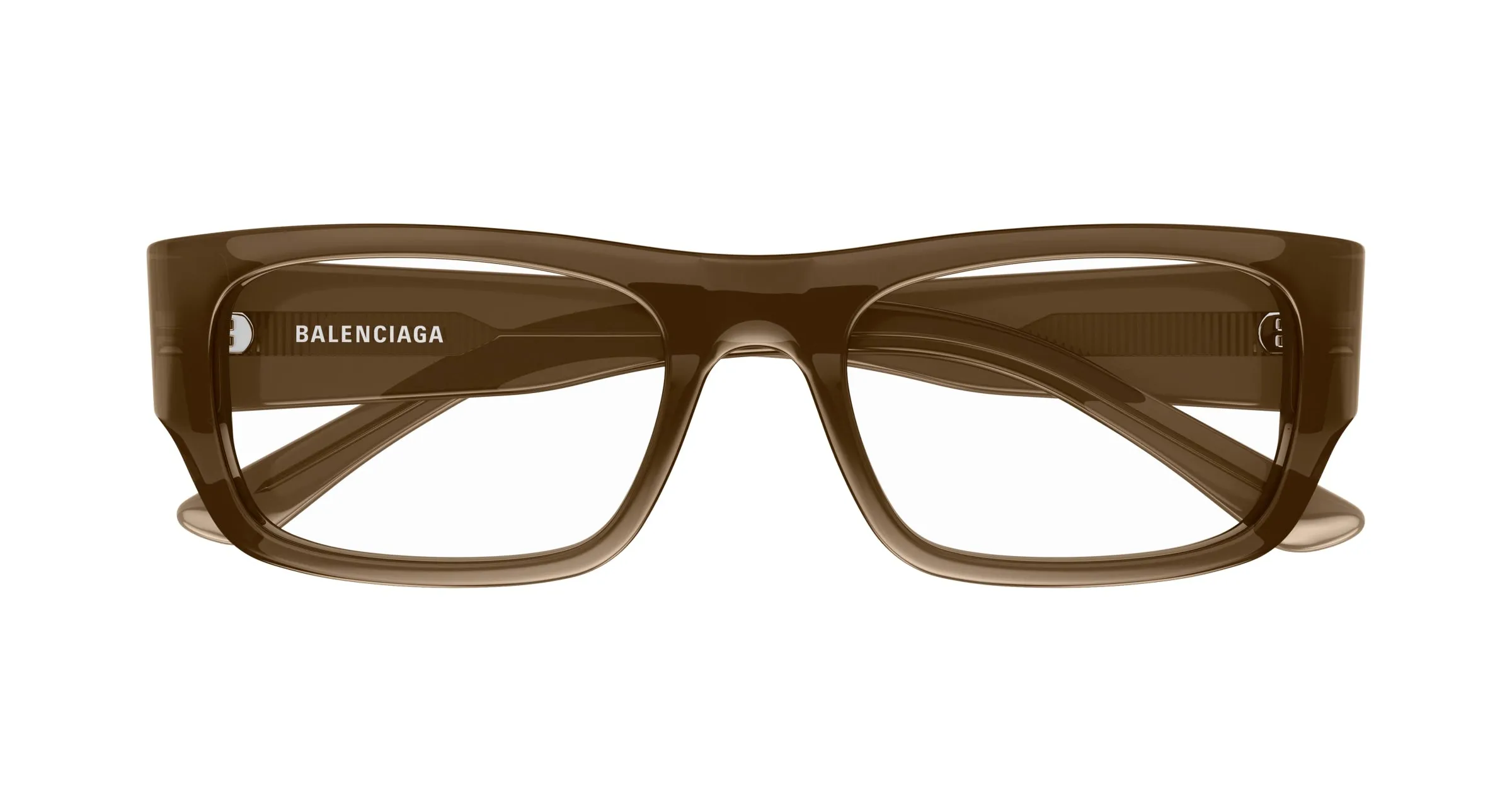 Balenciaga BB0370O 004 Montature da vista Acetato Marrone Trasparente Squadrata - immagine 2