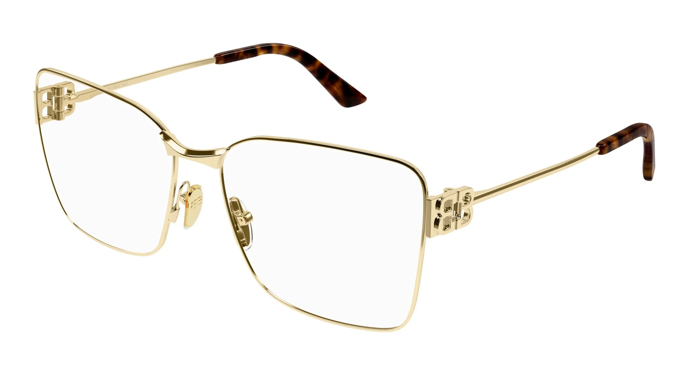 Balenciaga BB0339O 003 Montature da vista Acetato Oro Trasparente Squadrata - immagine 1