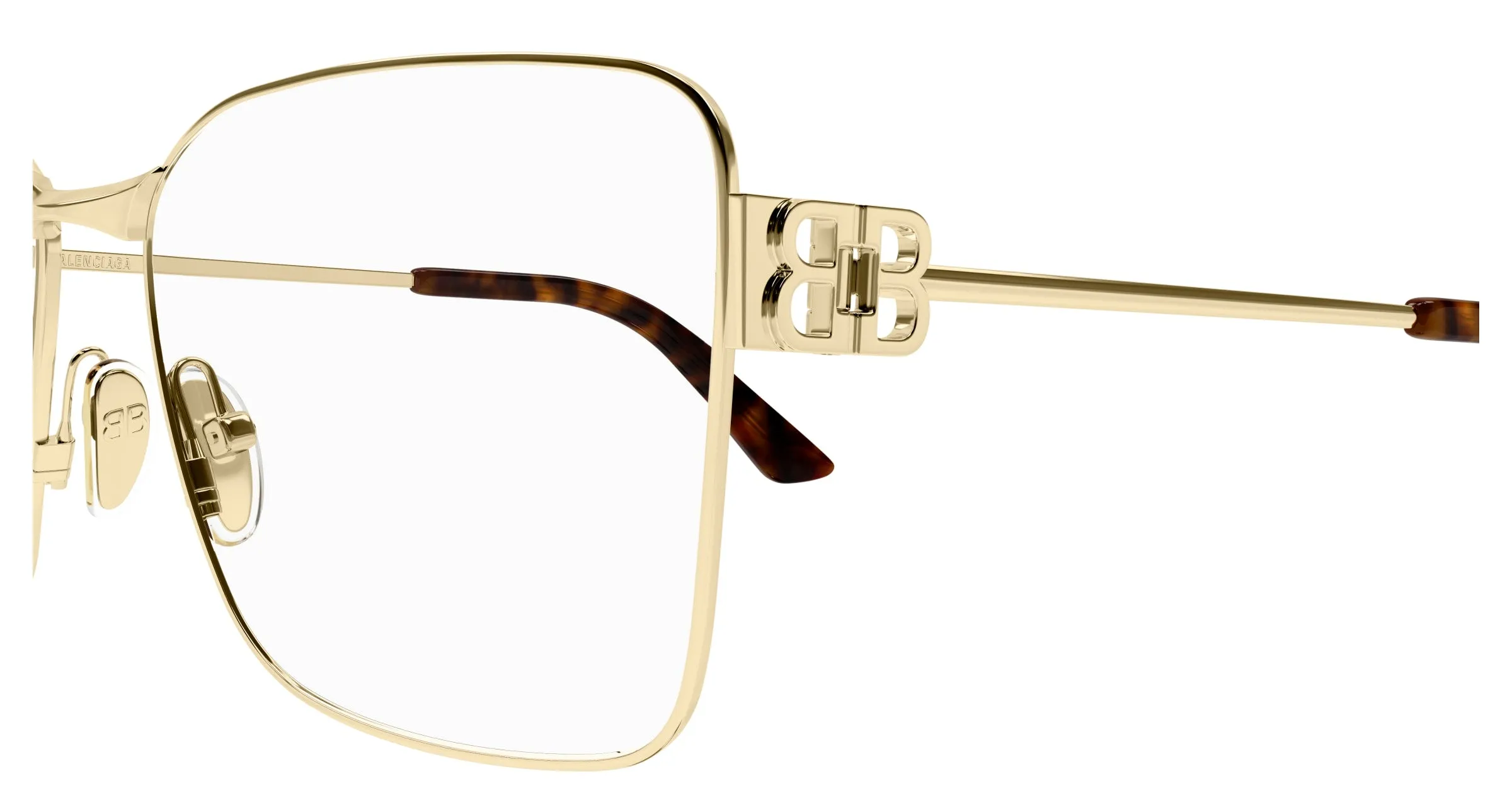 Balenciaga BB0339O 003 Montature da vista Acetato Oro Trasparente Squadrata - immagine 3