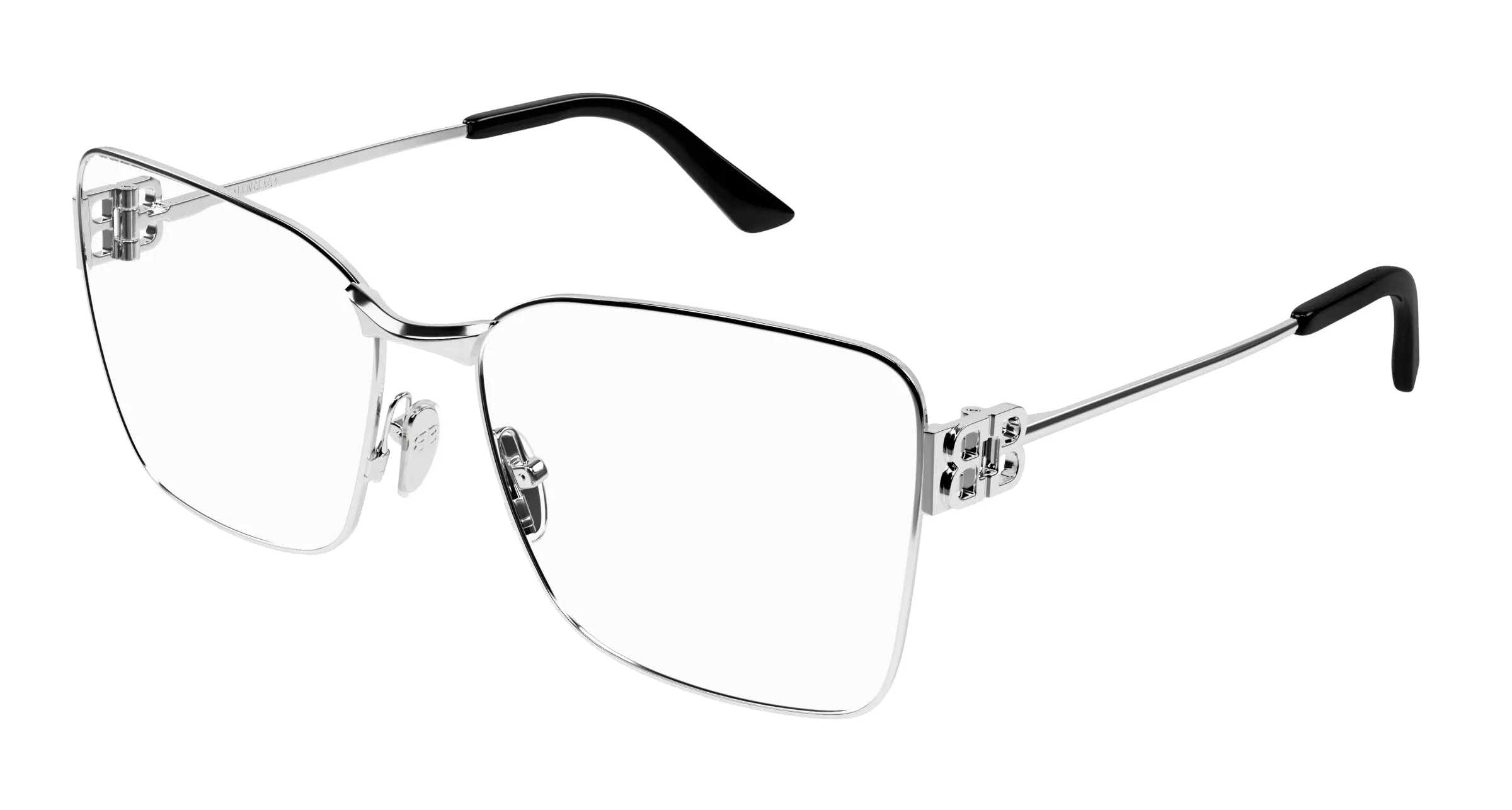 Balenciaga BB0339O 002 Montature da vista Acetato Argento Trasparente Squadrata - immagine 1