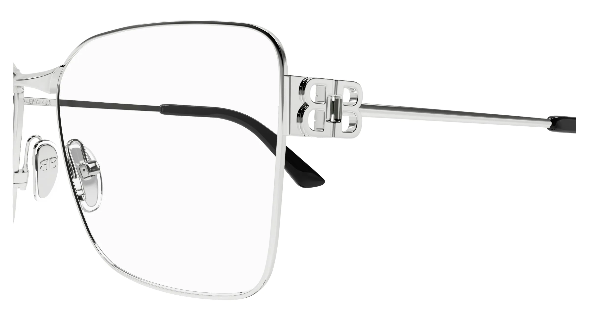 Balenciaga BB0339O 002 Montature da vista Acetato Argento Trasparente Squadrata - immagine 3