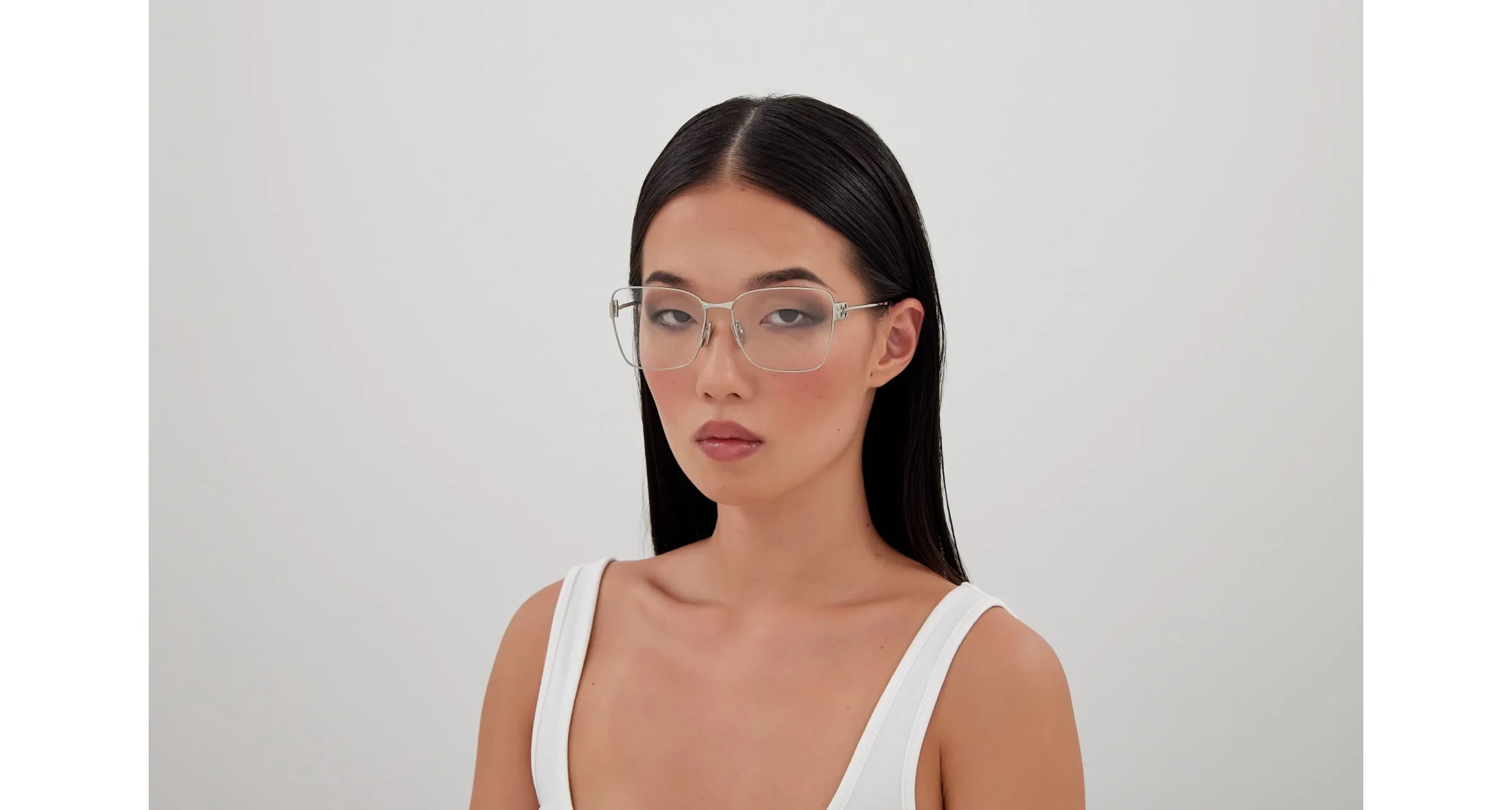 Balenciaga BB0339O 002 Montature da vista Acetato Argento Trasparente Squadrata - immagine 4