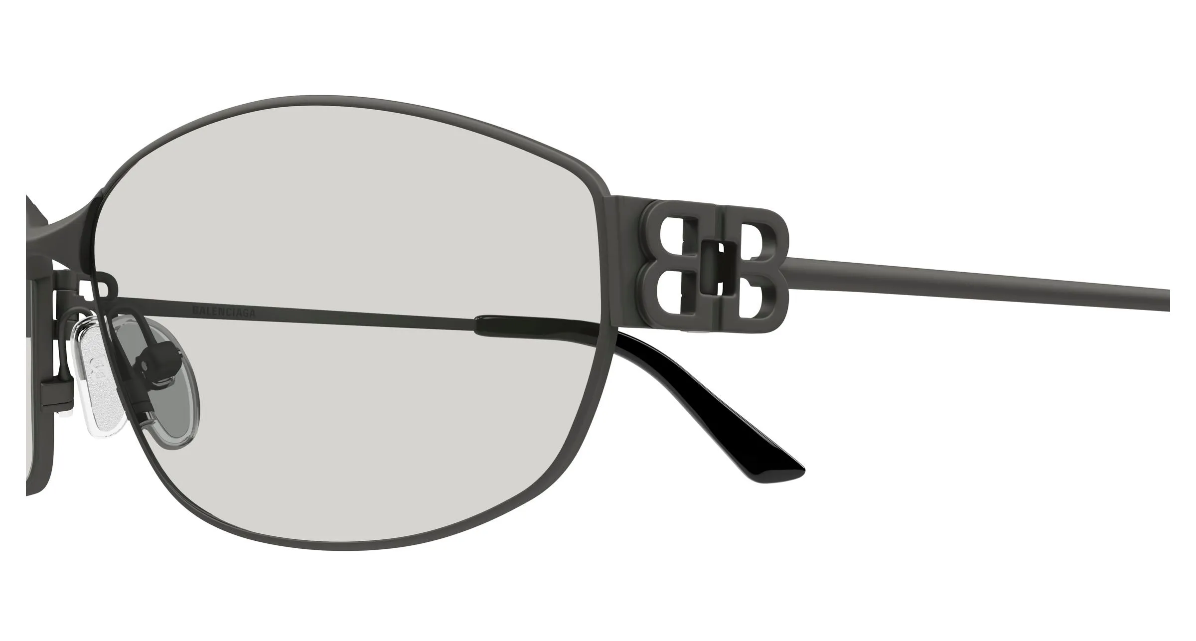 Balenciaga BB0336S 007 Occhiali da sole Acetato Rutenio Grigio Squadrata - immagine 3