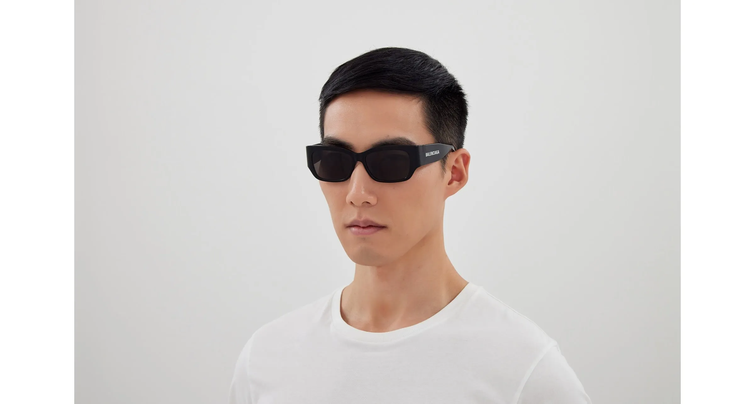 Balenciaga BB0331SK 001 Occhiali da sole Acetato Nero Grigio Squadrata - immagine 4