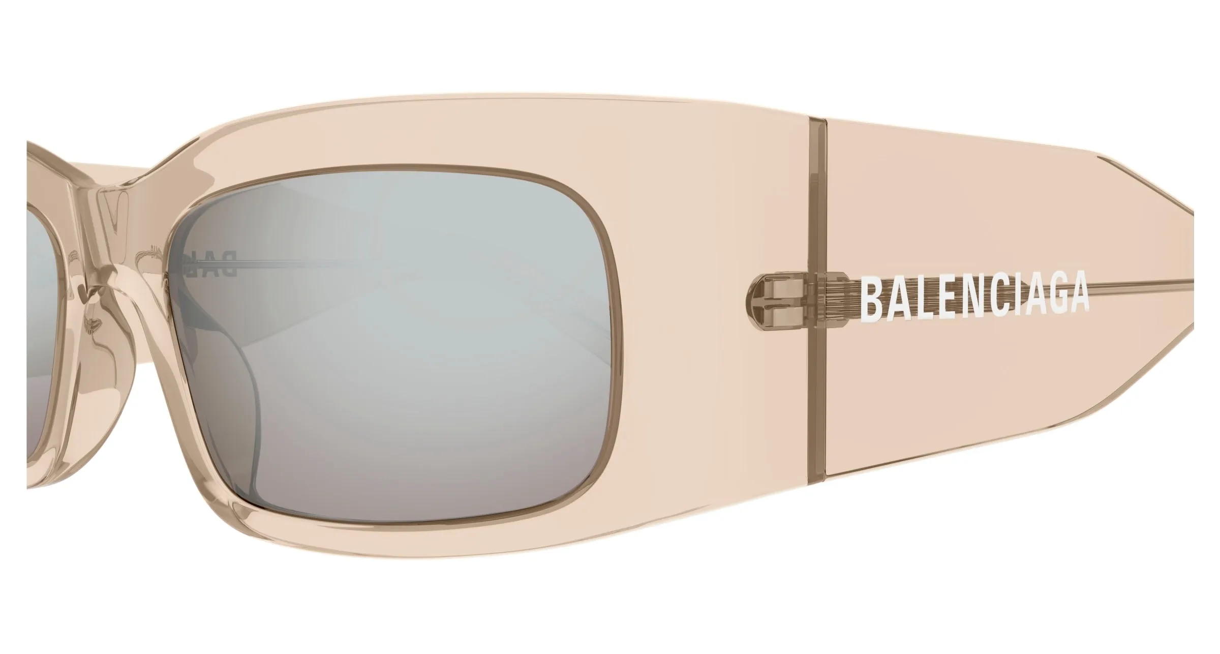 Balenciaga BB0328S 008 Occhiali da sole Acetato Avorio Argento Squadrata - immagine 3
