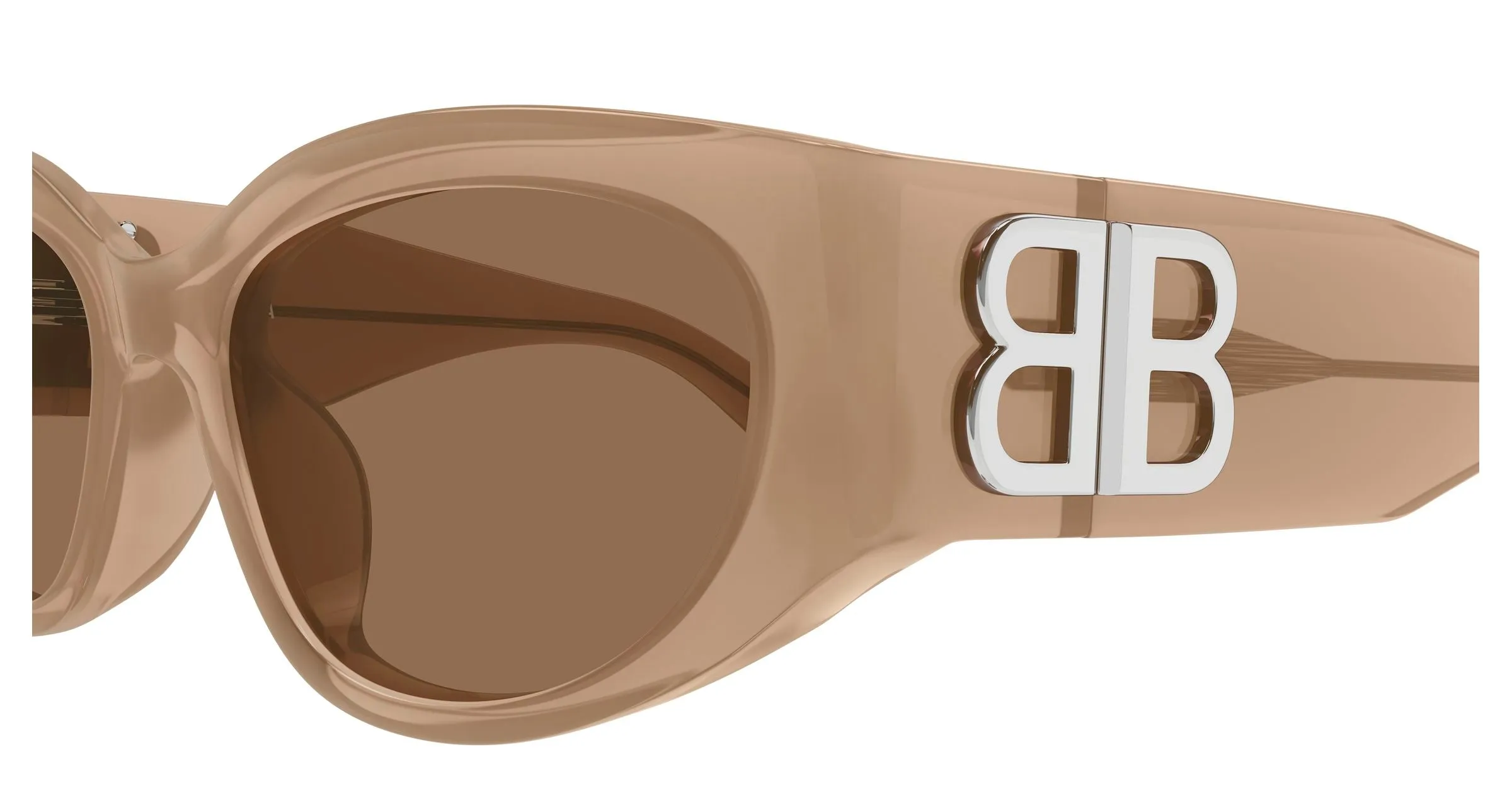 Balenciaga BB0324SK 015 Occhiali da sole Acetato Marrone Marrone Rotonda - immagine 3