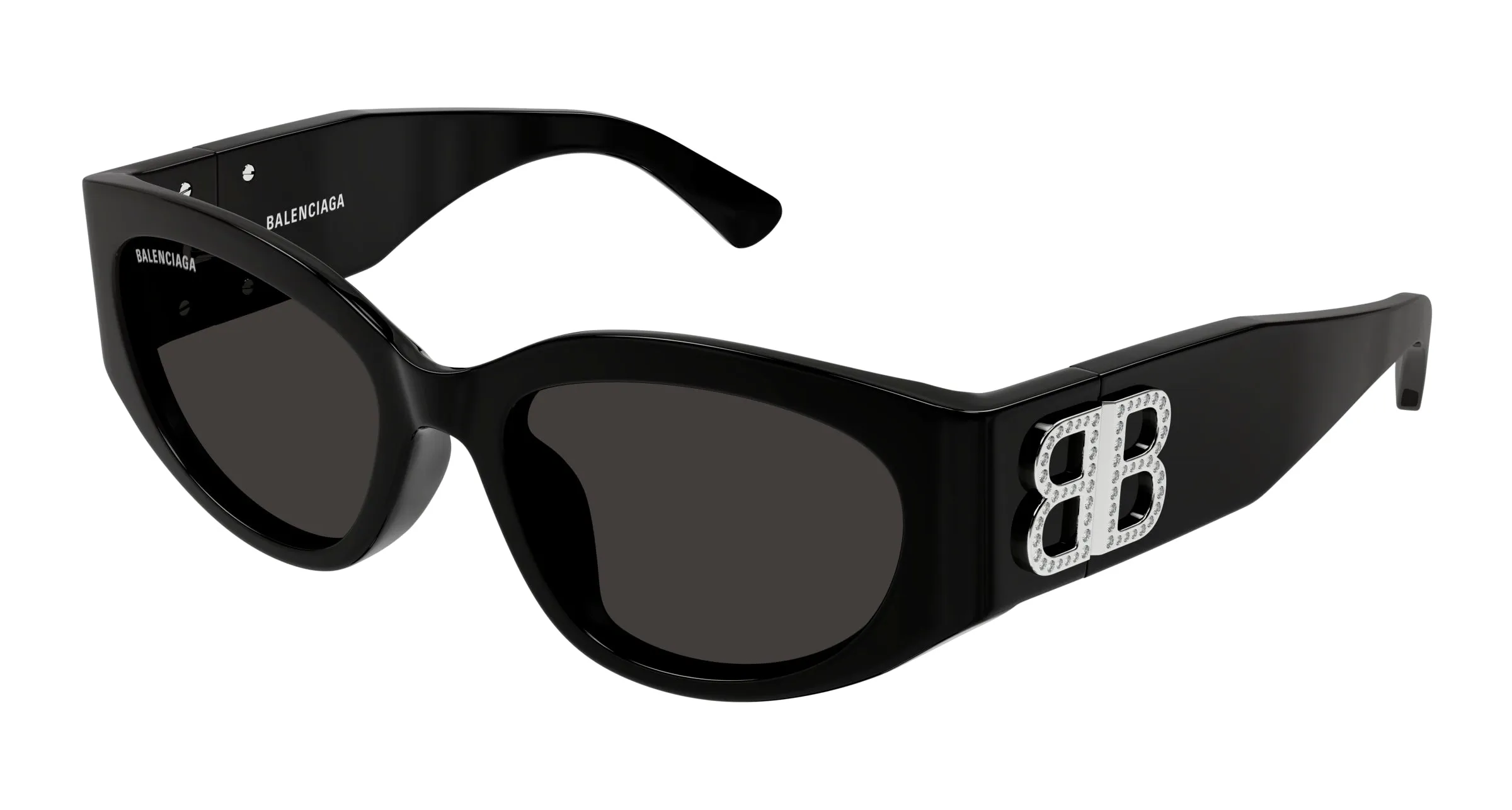 Balenciaga BB0324SK 014 Occhiali da sole Acetato Nero Grigio Rotonda - immagine 1