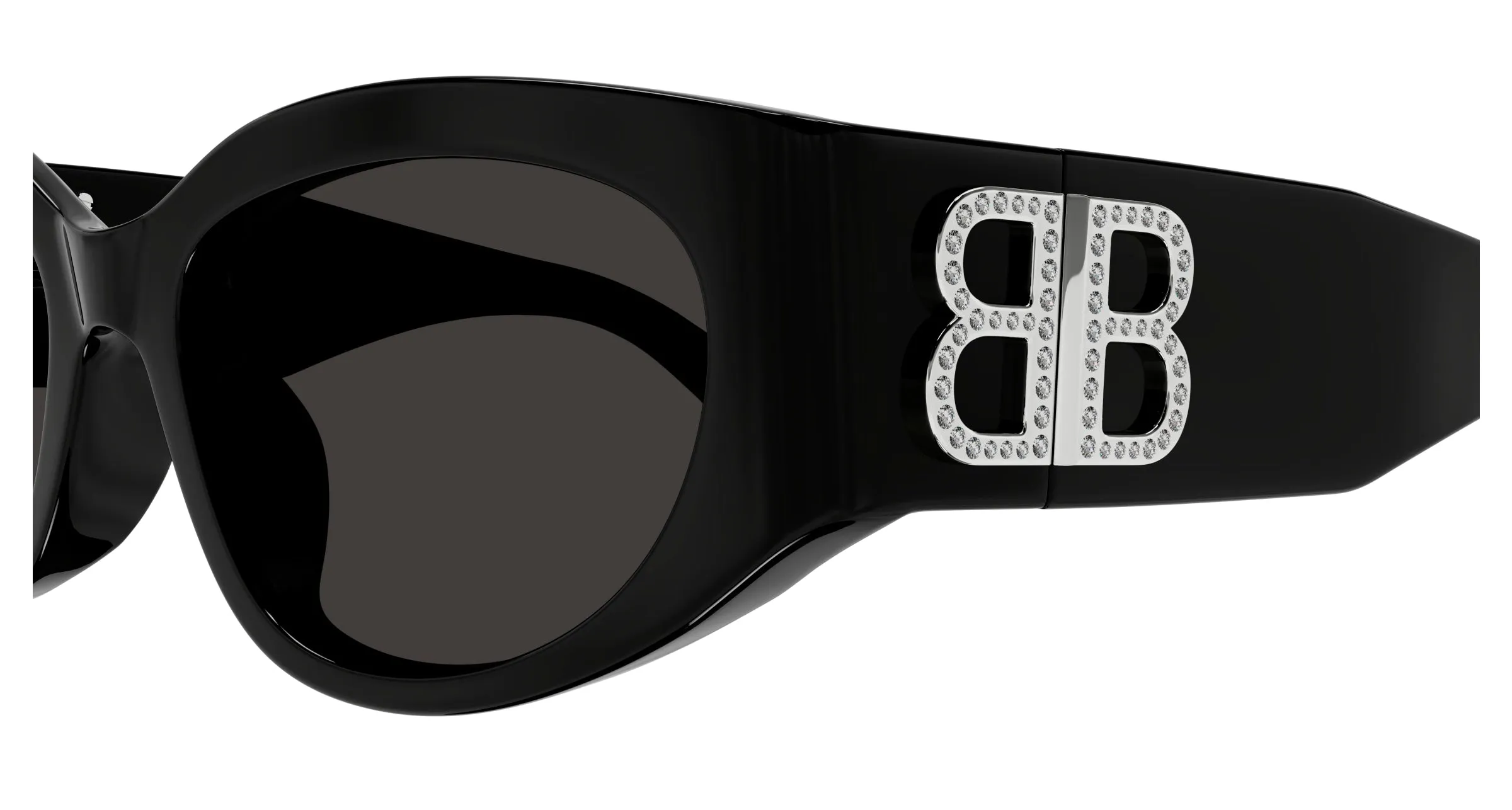 Balenciaga BB0324SK 014 Occhiali da sole Acetato Nero Grigio Rotonda - immagine 3