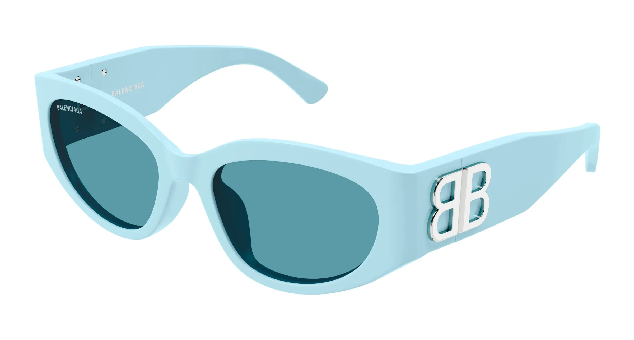Balenciaga BB0324SK 013 Occhiali da sole Acetato Blu Azzurro Rotonda - immagine 1