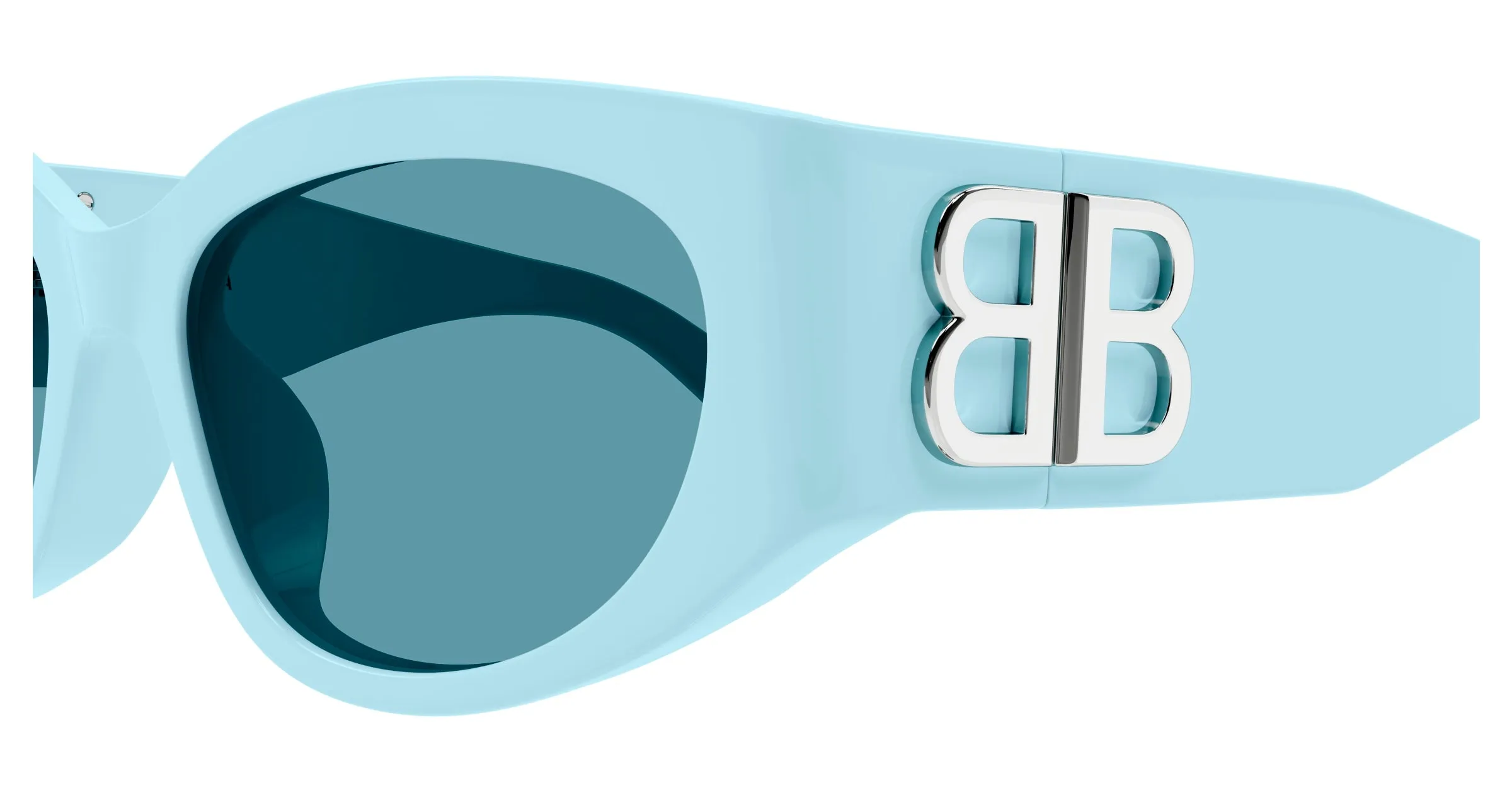 Balenciaga BB0324SK 013 Occhiali da sole Acetato Blu Azzurro Rotonda - immagine 3