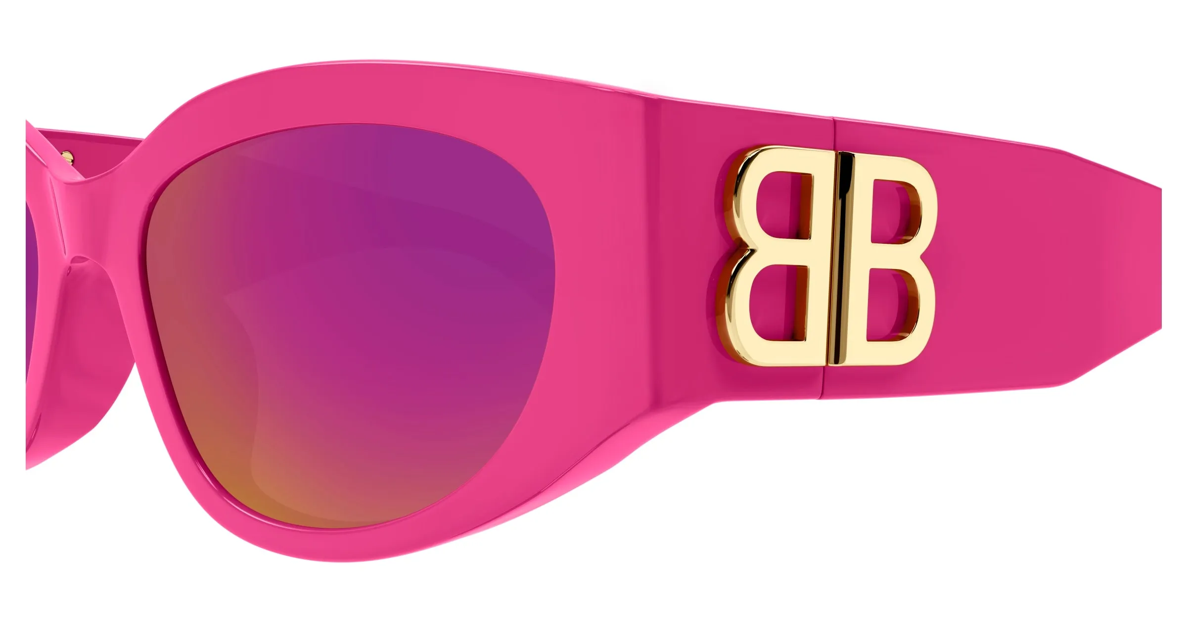 Balenciaga BB0324SK 010 Occhiali da sole Acetato Fucsia Rosa Rotonda - immagine 3