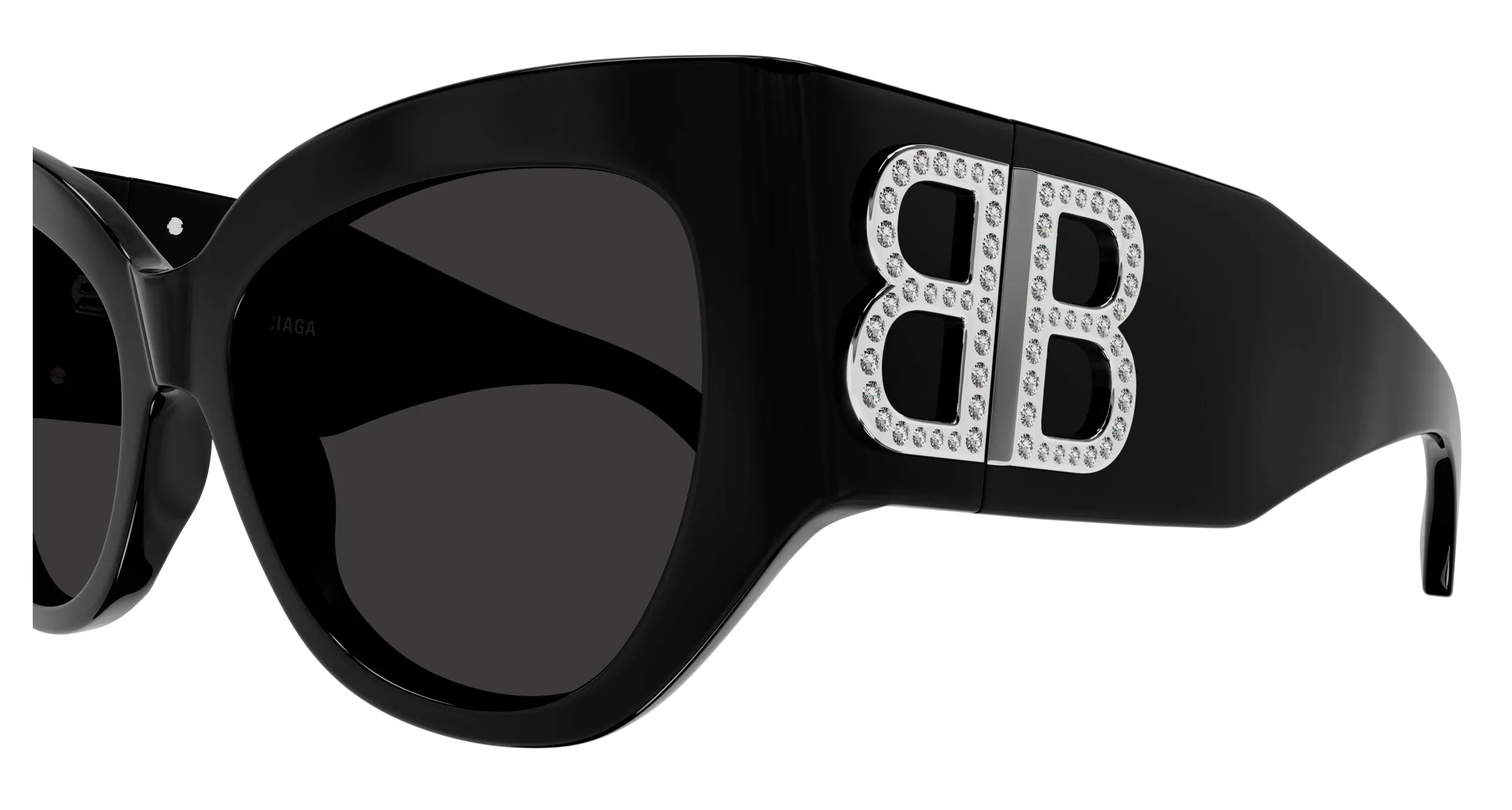 Balenciaga BB0322S 007 Occhiali da sole Acetato Nero Grigio Farfalla - immagine 3