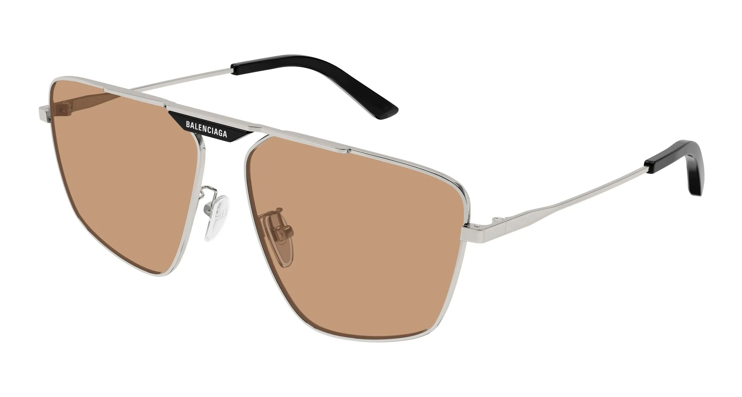 Balenciaga BB0246SA 006 Occhiali da sole Acetato Rutenio Marrone Pilot - immagine 1