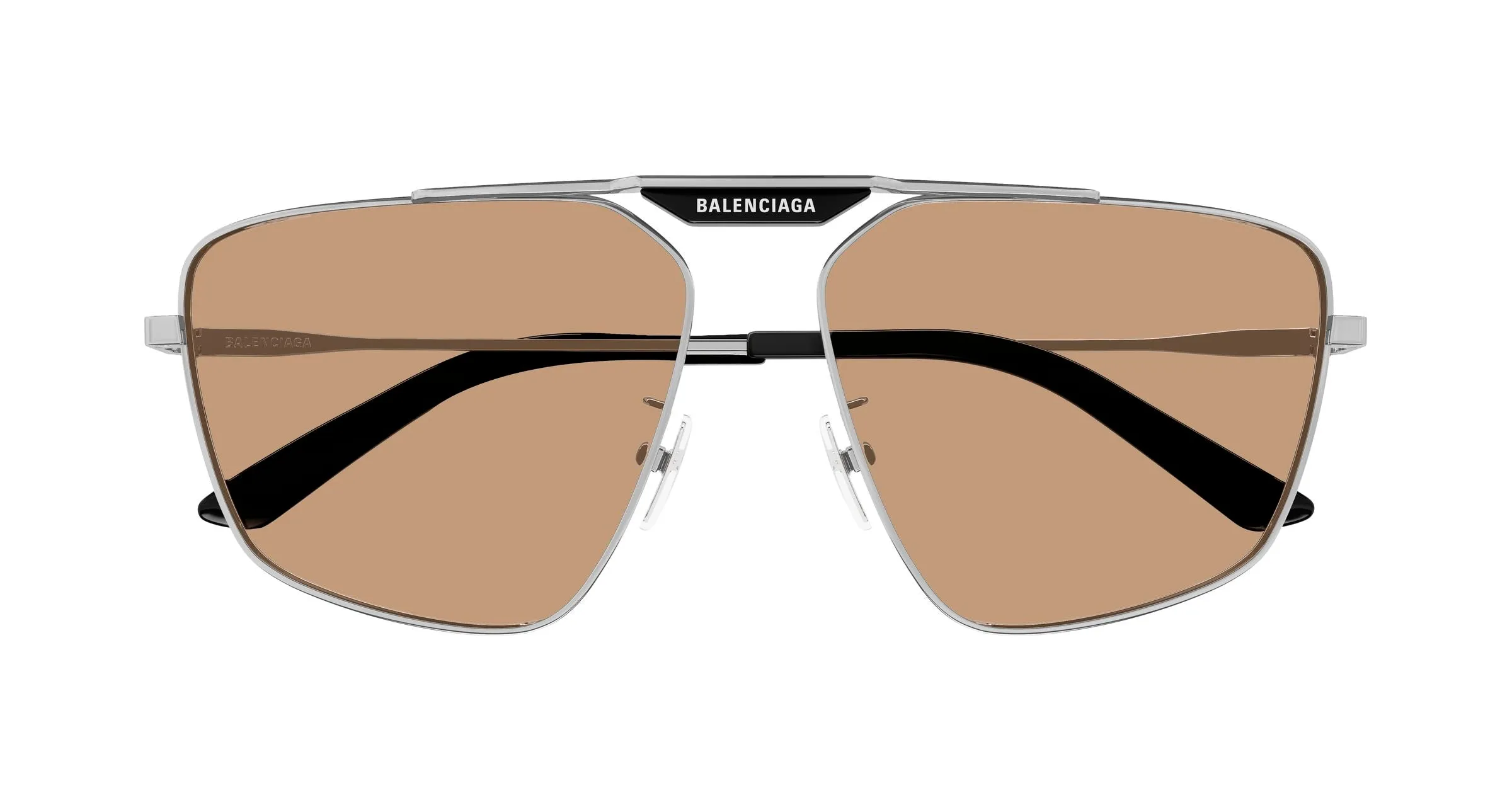 Balenciaga BB0246SA 006 Occhiali da sole Acetato Rutenio Marrone Pilot - immagine 2