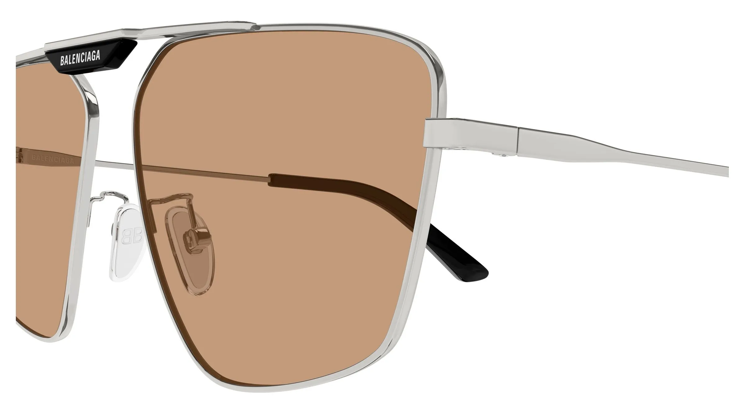 Balenciaga BB0246SA 006 Occhiali da sole Acetato Rutenio Marrone Pilot - immagine 3