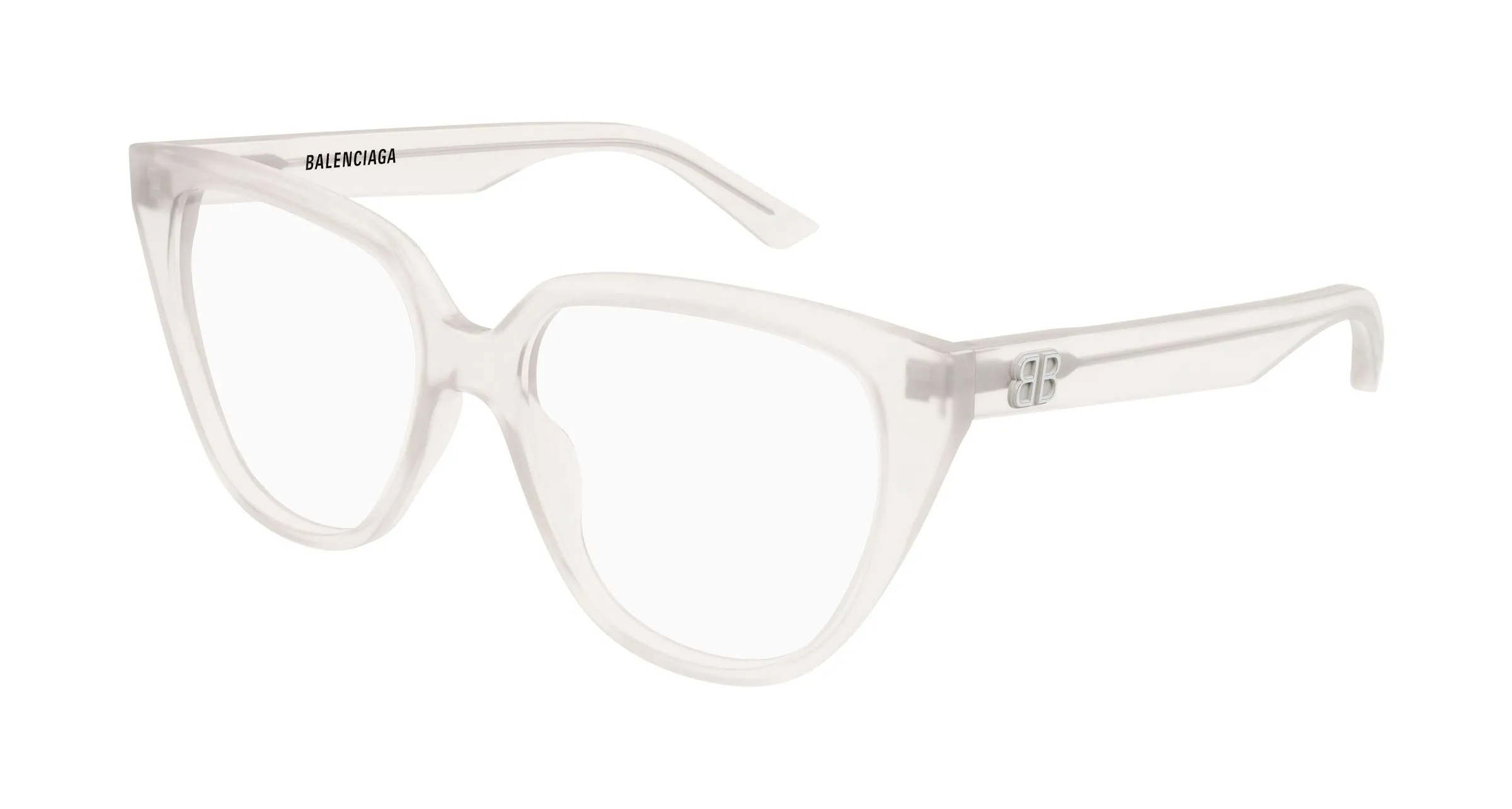Balenciaga BB0129O 010 Montature da vista Acetato Bianco Trasparente Cat Eye - immagine 1