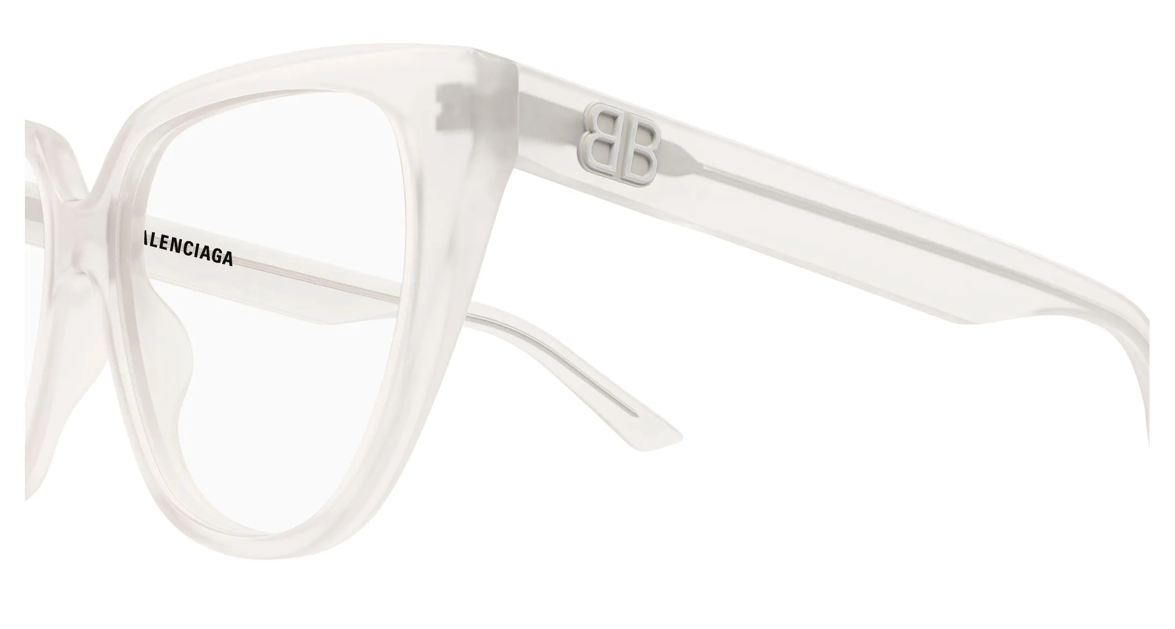 Balenciaga BB0129O 010 Montature da vista Acetato Bianco Trasparente Cat Eye - immagine 3