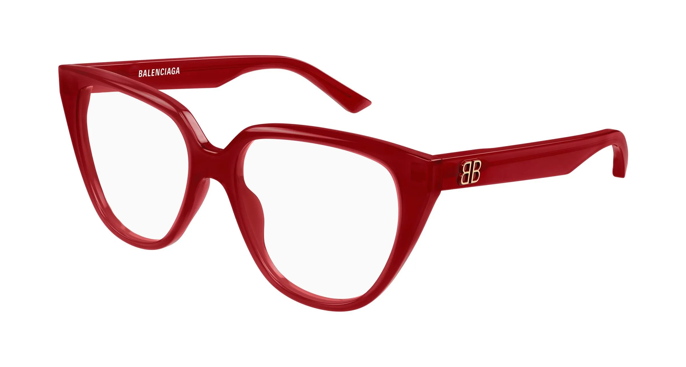 Balenciaga BB0129O 009 Montature da vista Acetato Rosso Trasparente Cat Eye - immagine 1