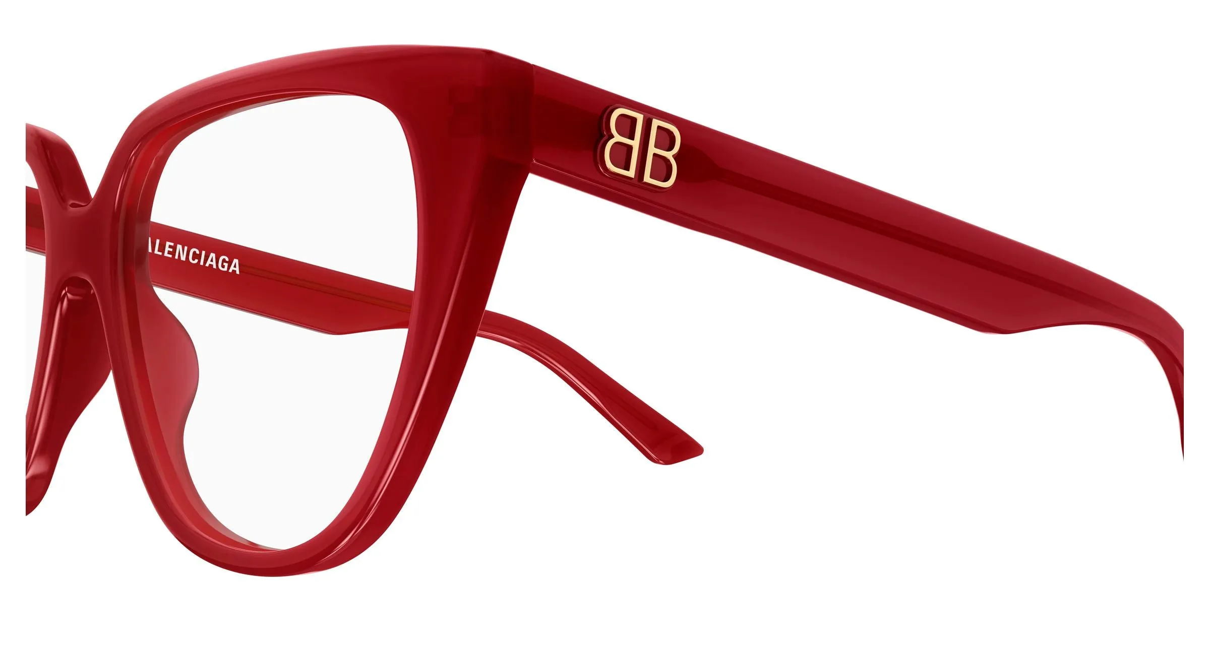 Balenciaga BB0129O 009 Montature da vista Acetato Rosso Trasparente Cat Eye - immagine 3