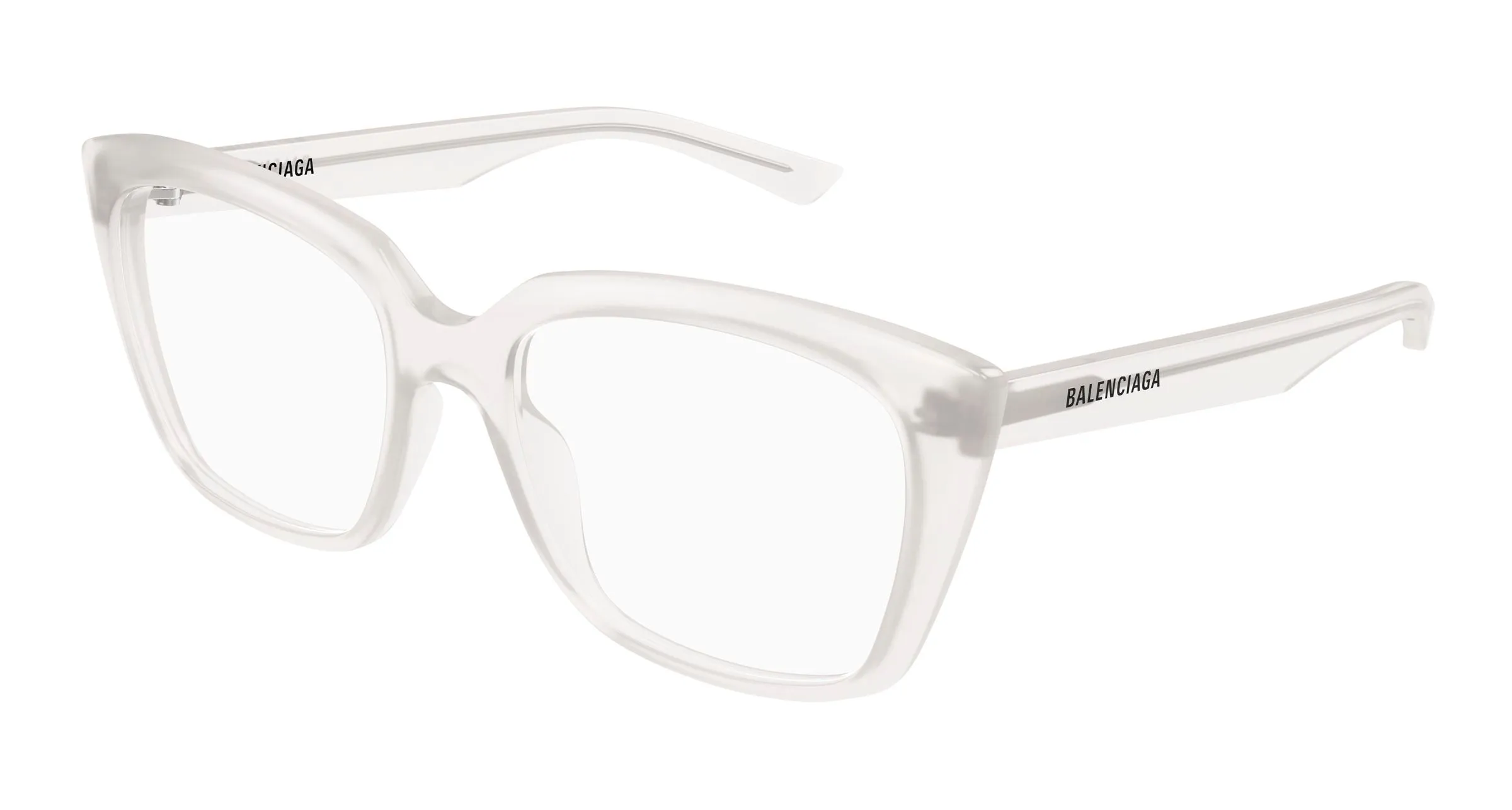 Balenciaga BB0062O 010 Montature da vista Acetato Bianco Trasparente Cat Eye - immagine 1
