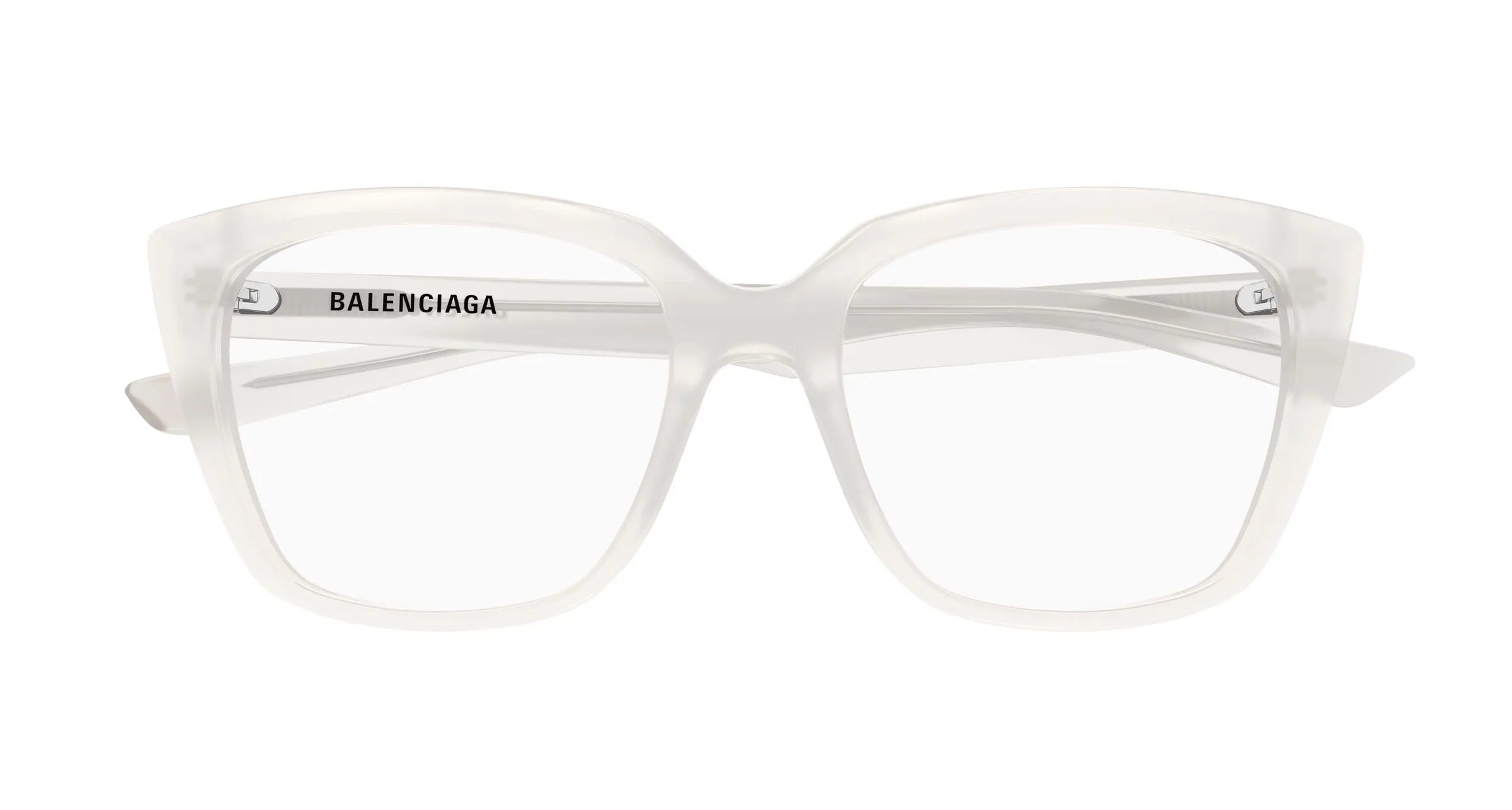Balenciaga BB0062O 010 Montature da vista Acetato Bianco Trasparente Cat Eye - immagine 2