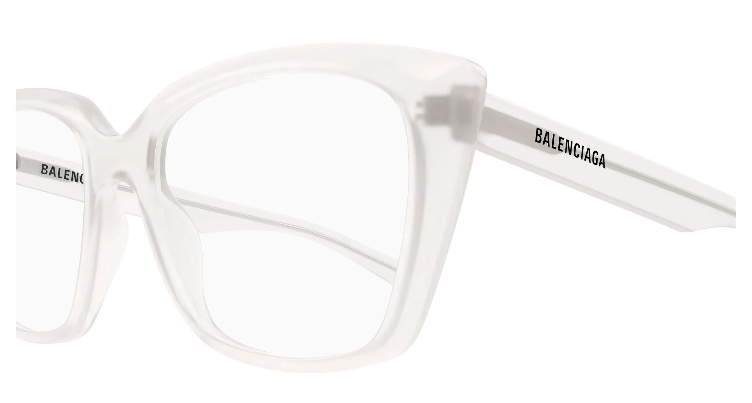 Balenciaga BB0062O 010 Montature da vista Acetato Bianco Trasparente Cat Eye - immagine 3