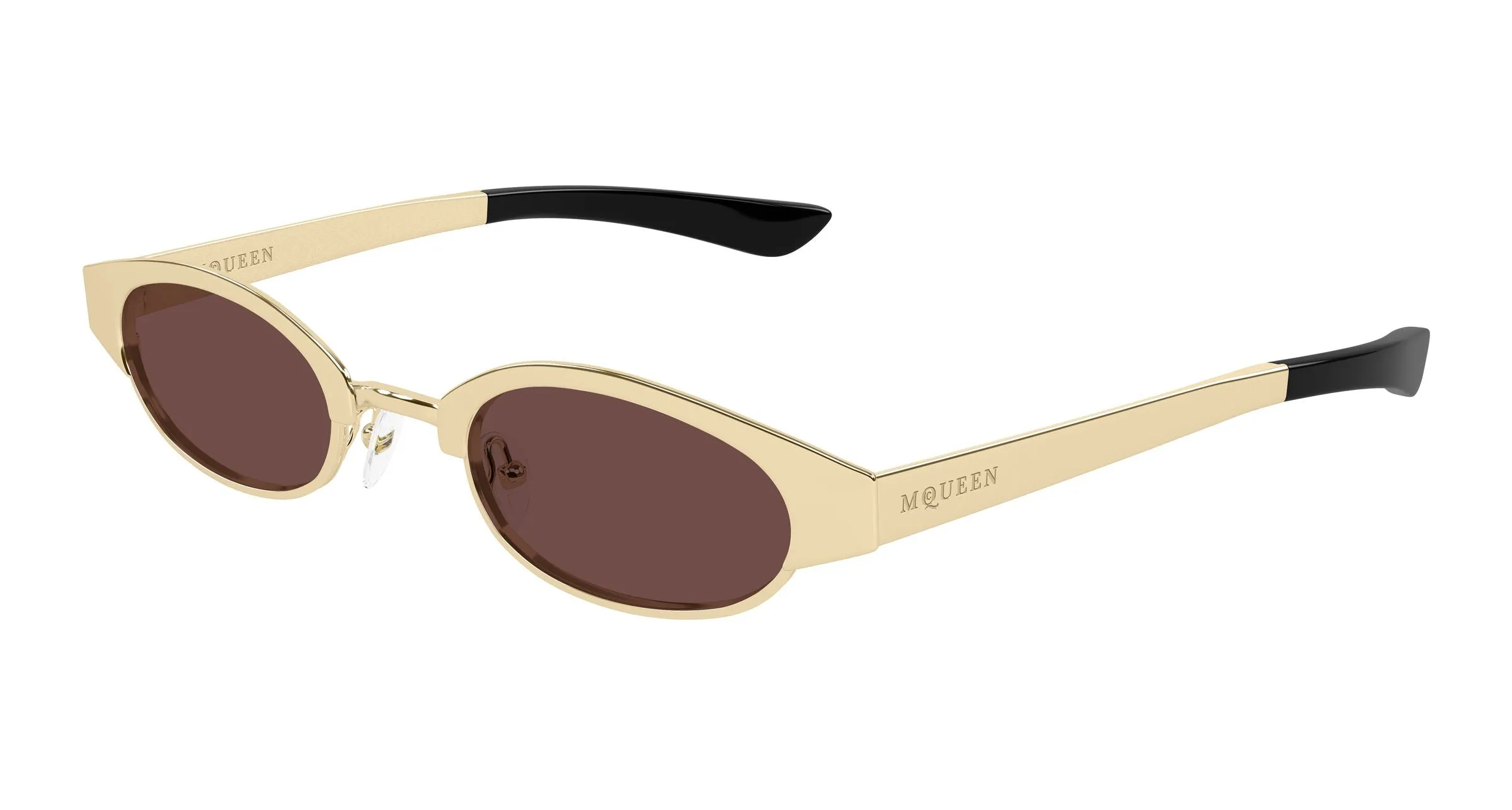 Alexander McQueen AM0545S 002 Occhiali da sole Acetato Oro Marrone Rotonda - immagine 1