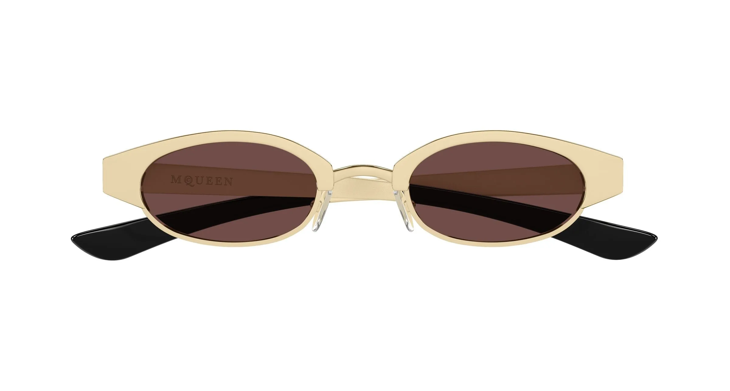 Alexander McQueen AM0545S 002 Occhiali da sole Acetato Oro Marrone Rotonda - immagine 2