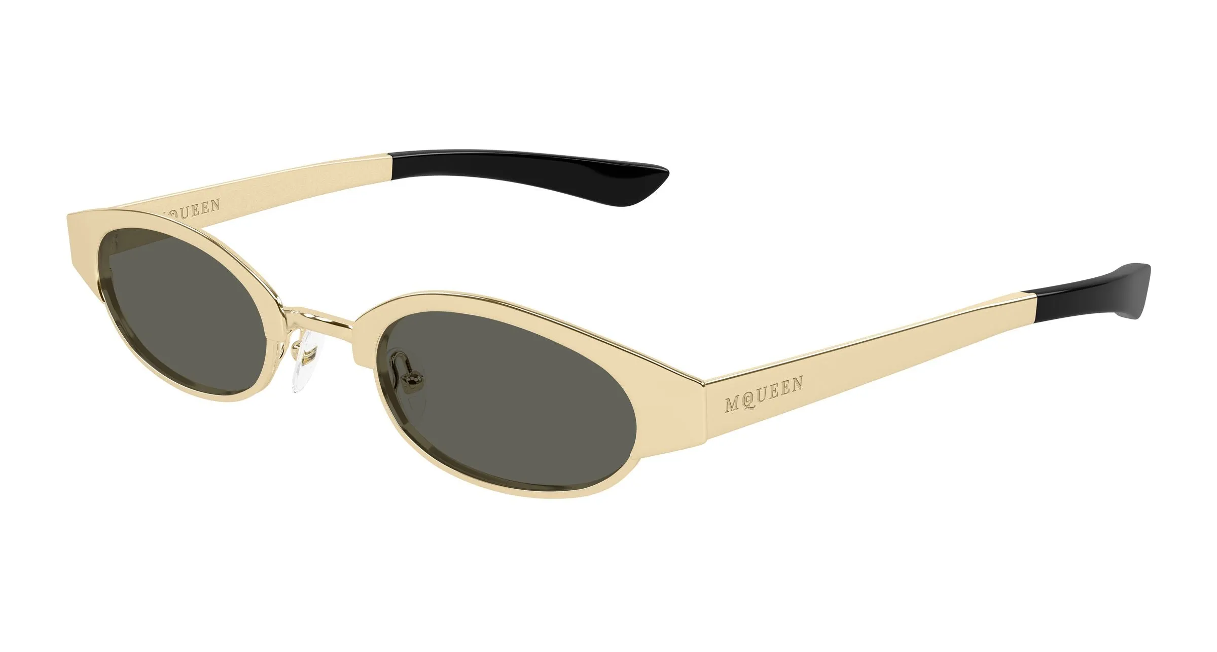 Alexander McQueen AM0545S 001 Occhiali da sole Acetato Oro Grigio Rotonda - immagine 1