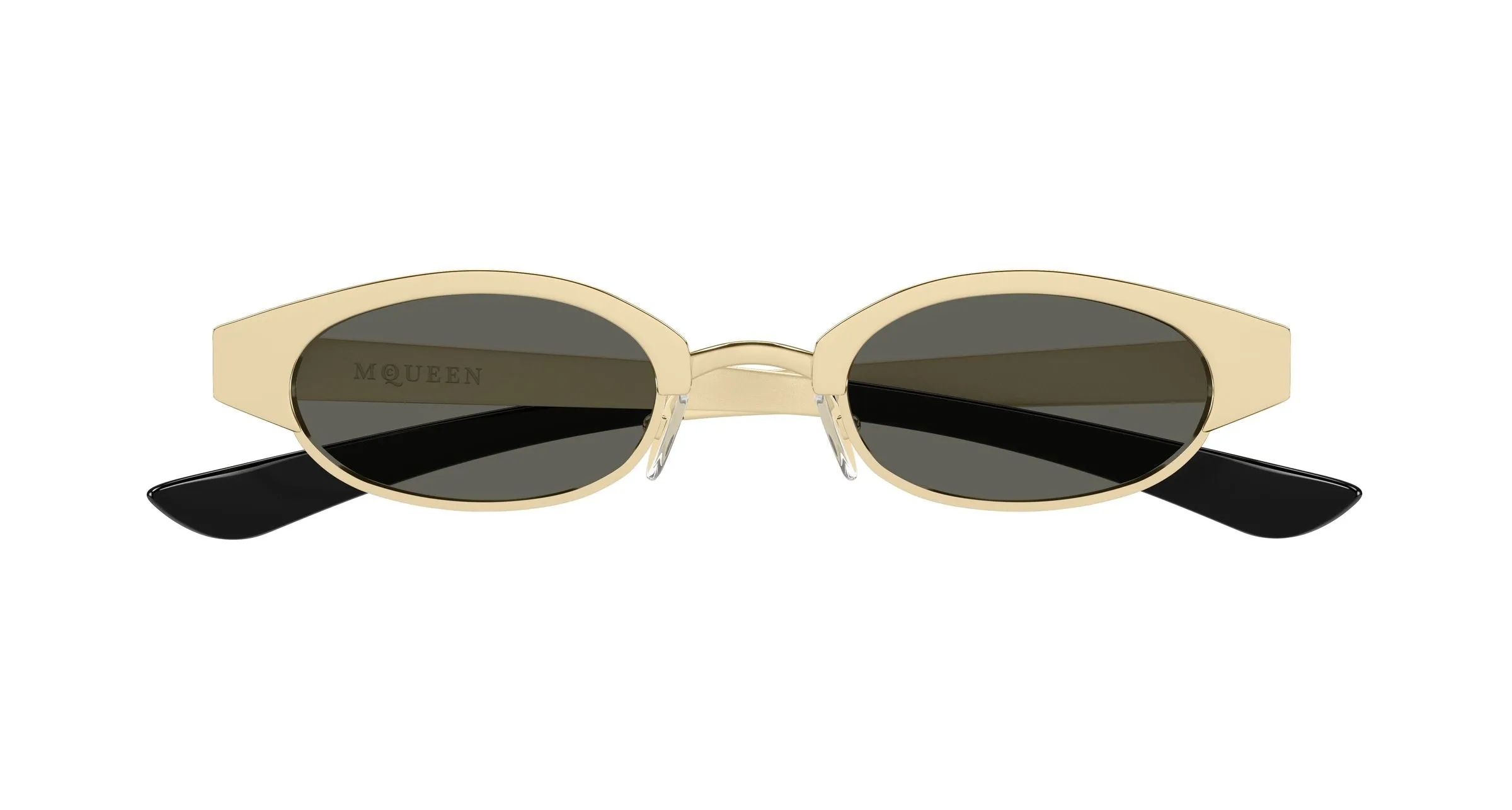 Alexander McQueen AM0545S 001 Occhiali da sole Acetato Oro Grigio Rotonda - immagine 2