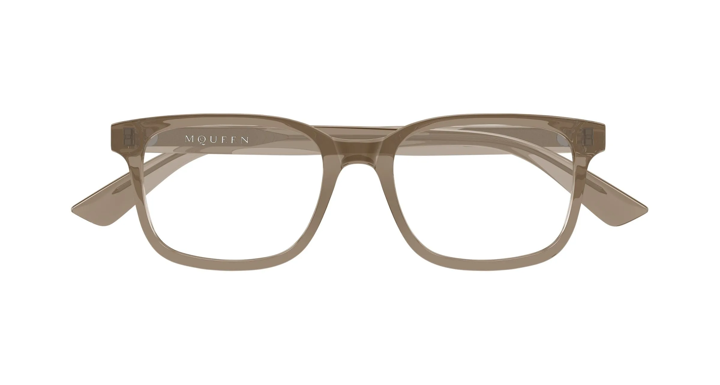 Alexander McQueen AM0541O 011 Montature da vista Acetato Marrone Trasparente Squadrata - immagine 2