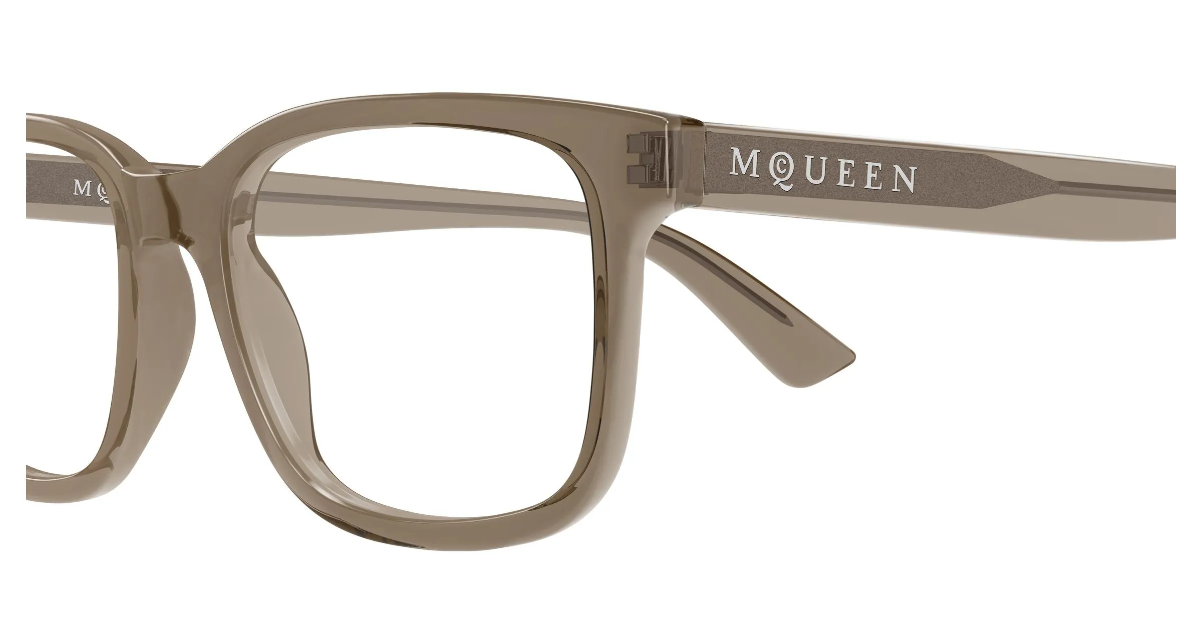 Alexander McQueen AM0541O 011 Montature da vista Acetato Marrone Trasparente Squadrata - immagine 3