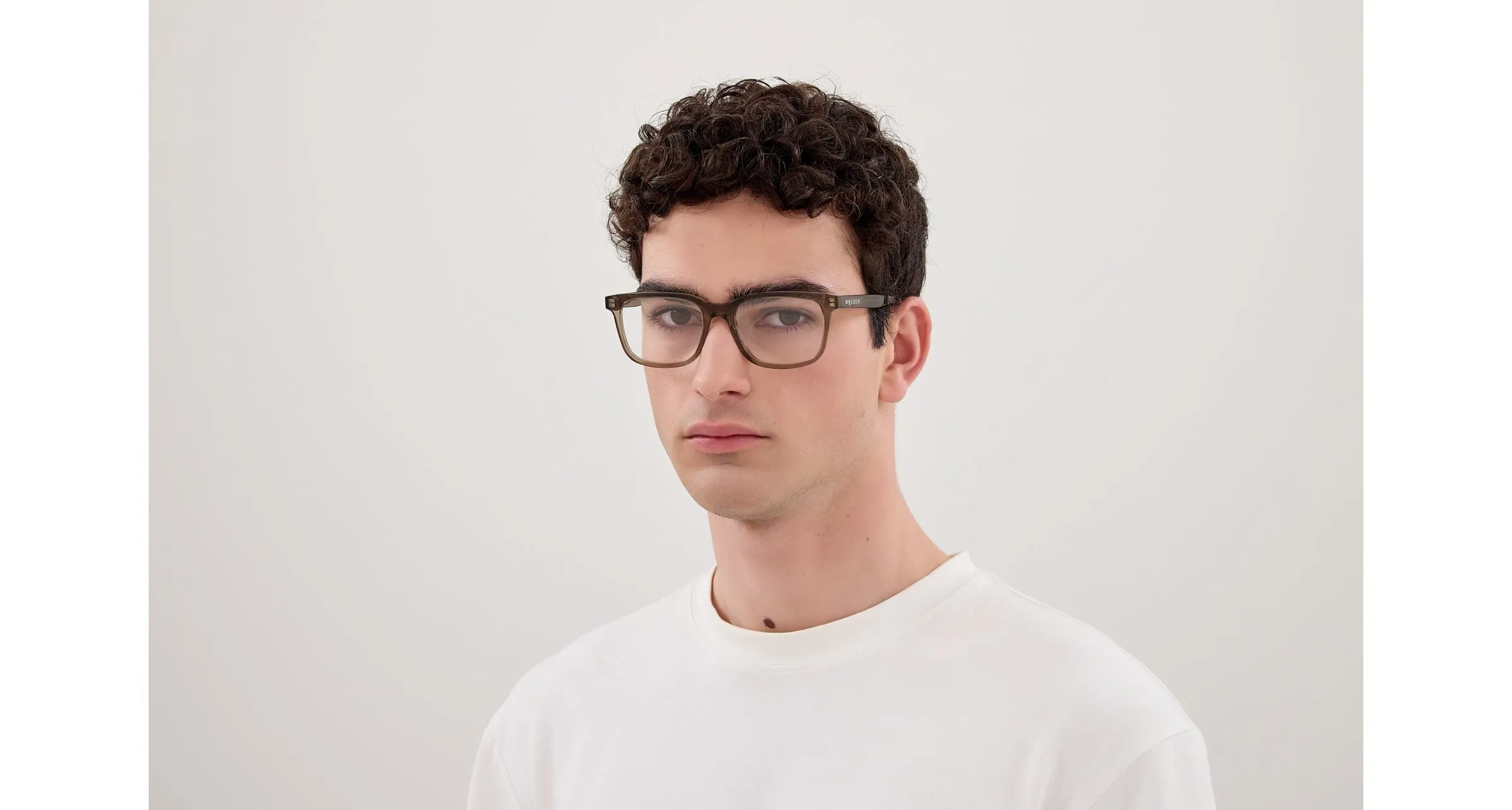 Alexander McQueen AM0541O 011 Montature da vista Acetato Marrone Trasparente Squadrata - immagine 4