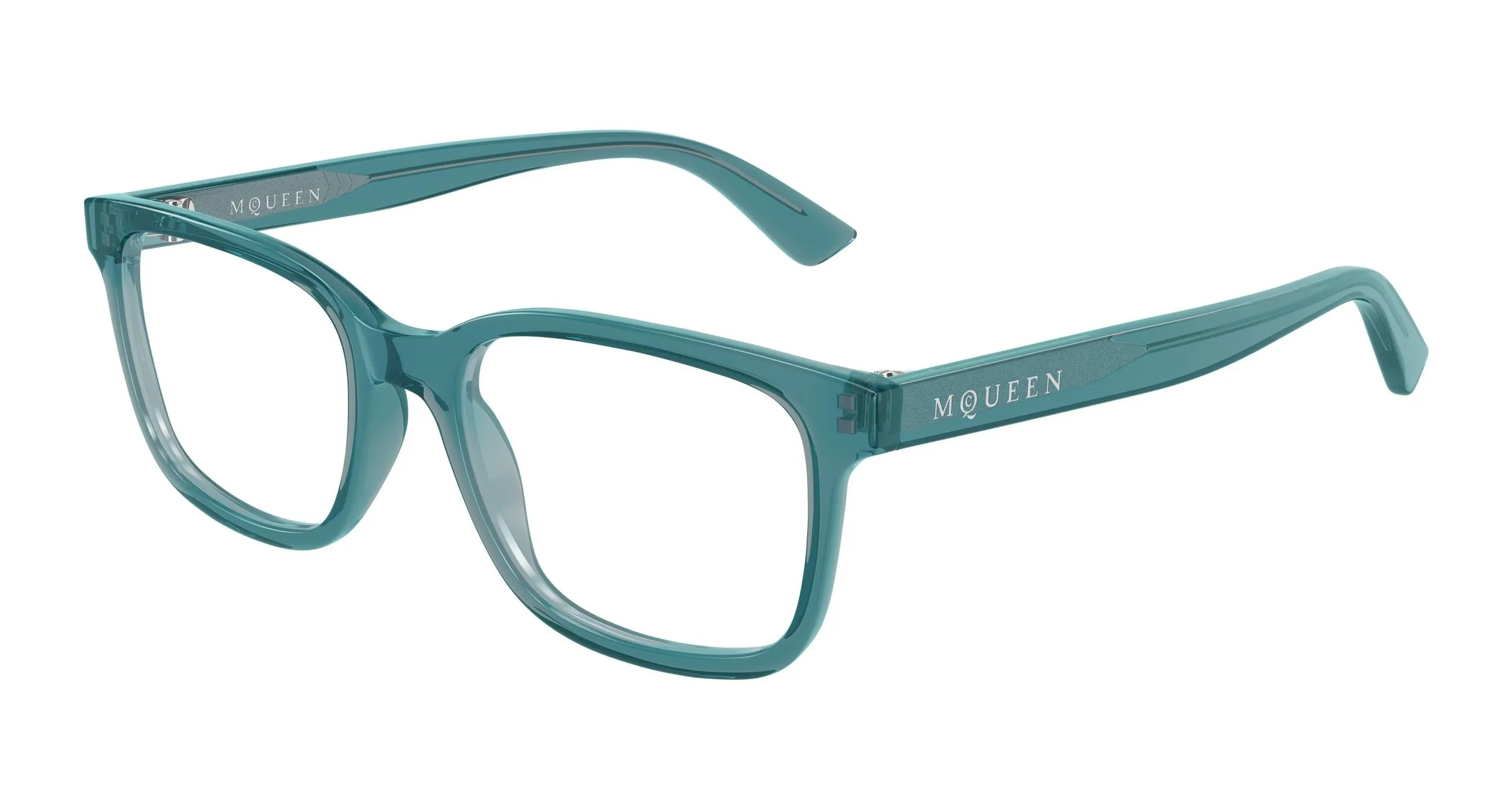Alexander McQueen AM0541O 010 Montature da vista Acetato Blu Trasparente Squadrata - immagine 1